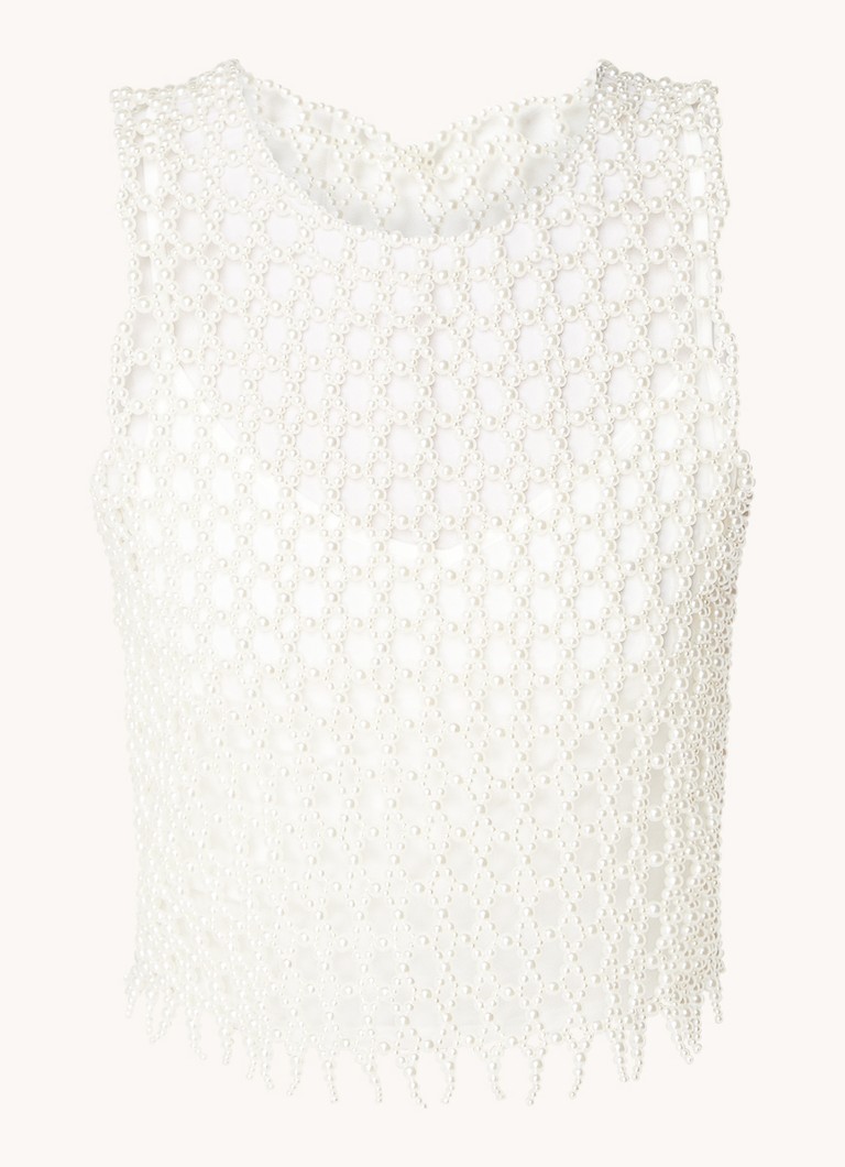 Maje Crop faux pearl top