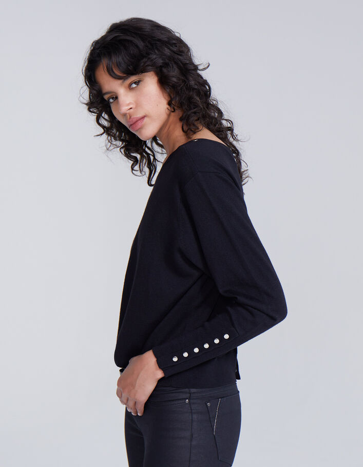 Cardigan maille tricot noir réversible femme