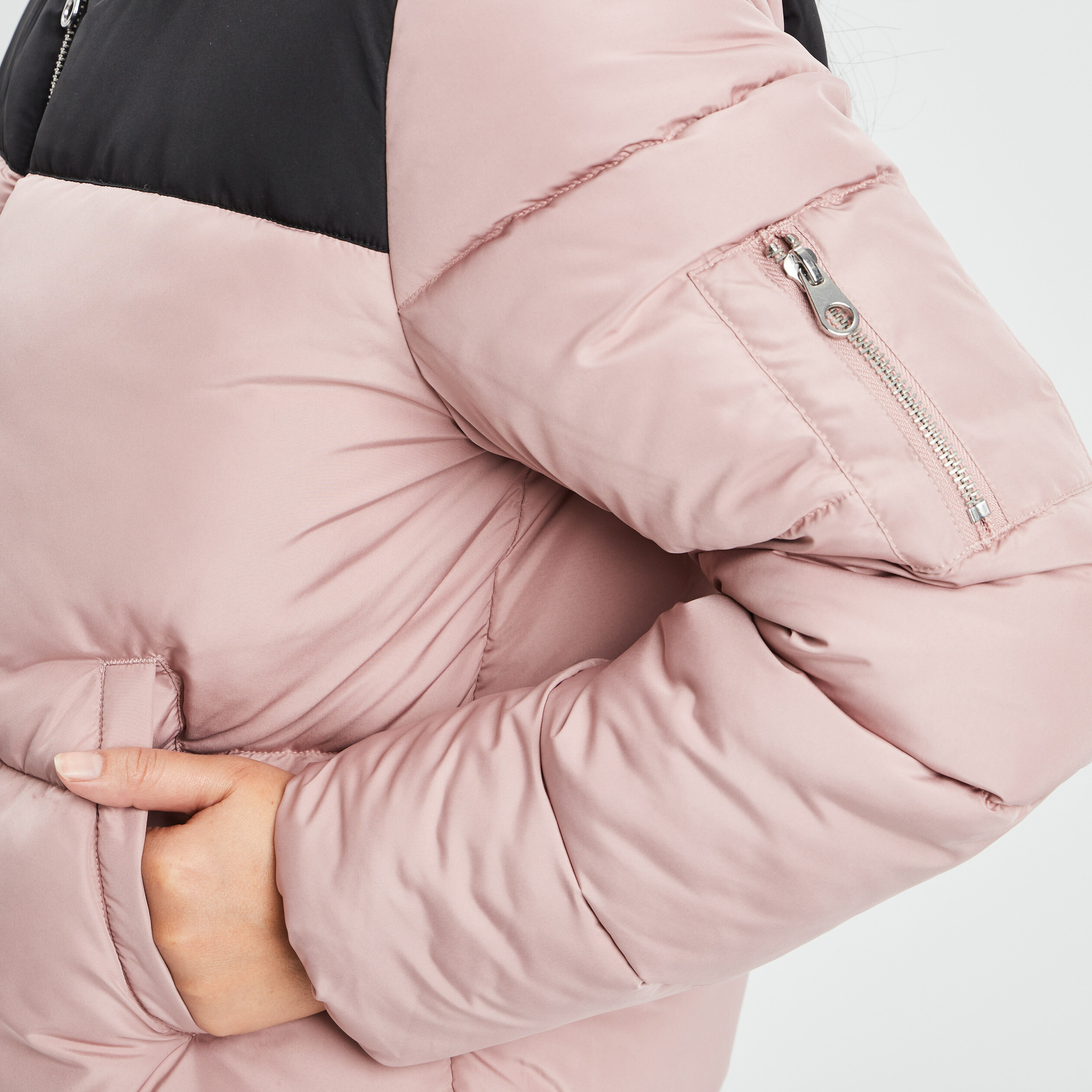 Doudoune droite courte rose poudrée femme | La Halle