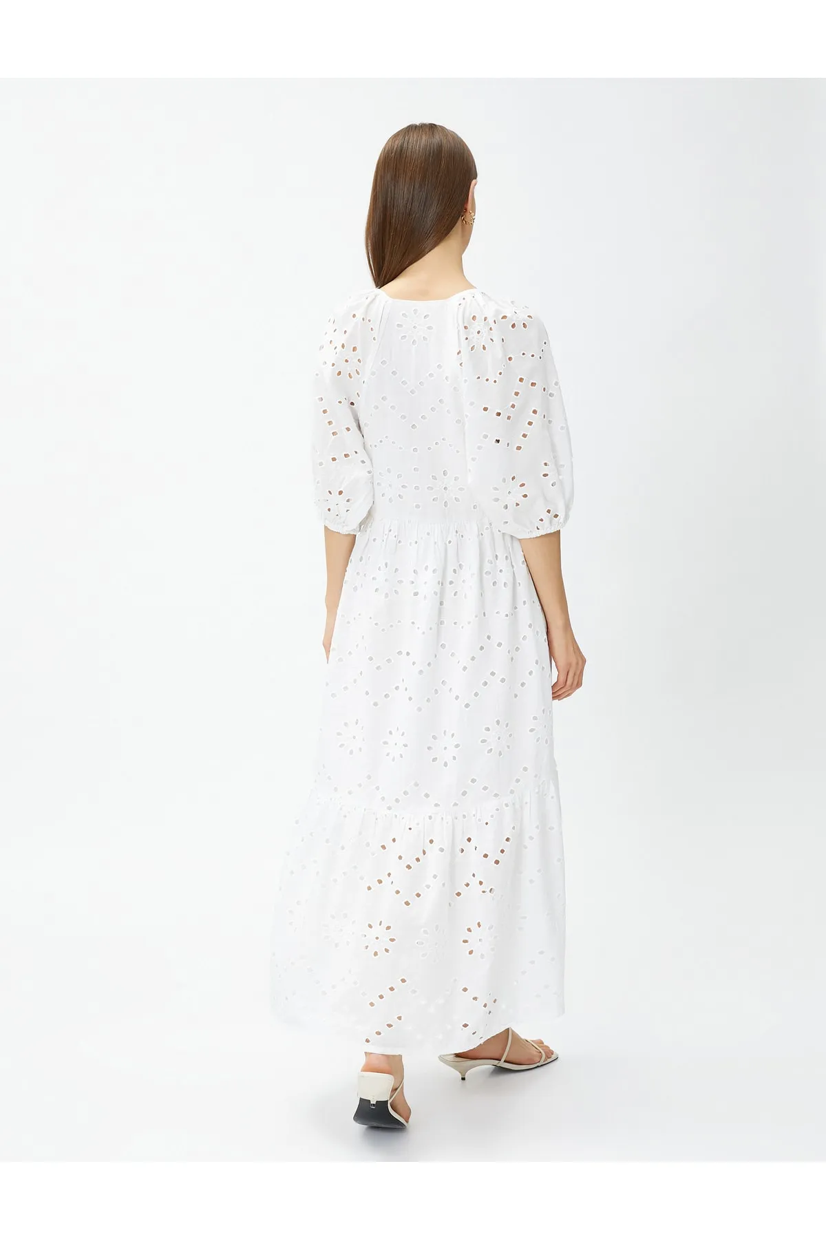Koton  Langes Sommerkleid V-Ausschnitt Brodeli