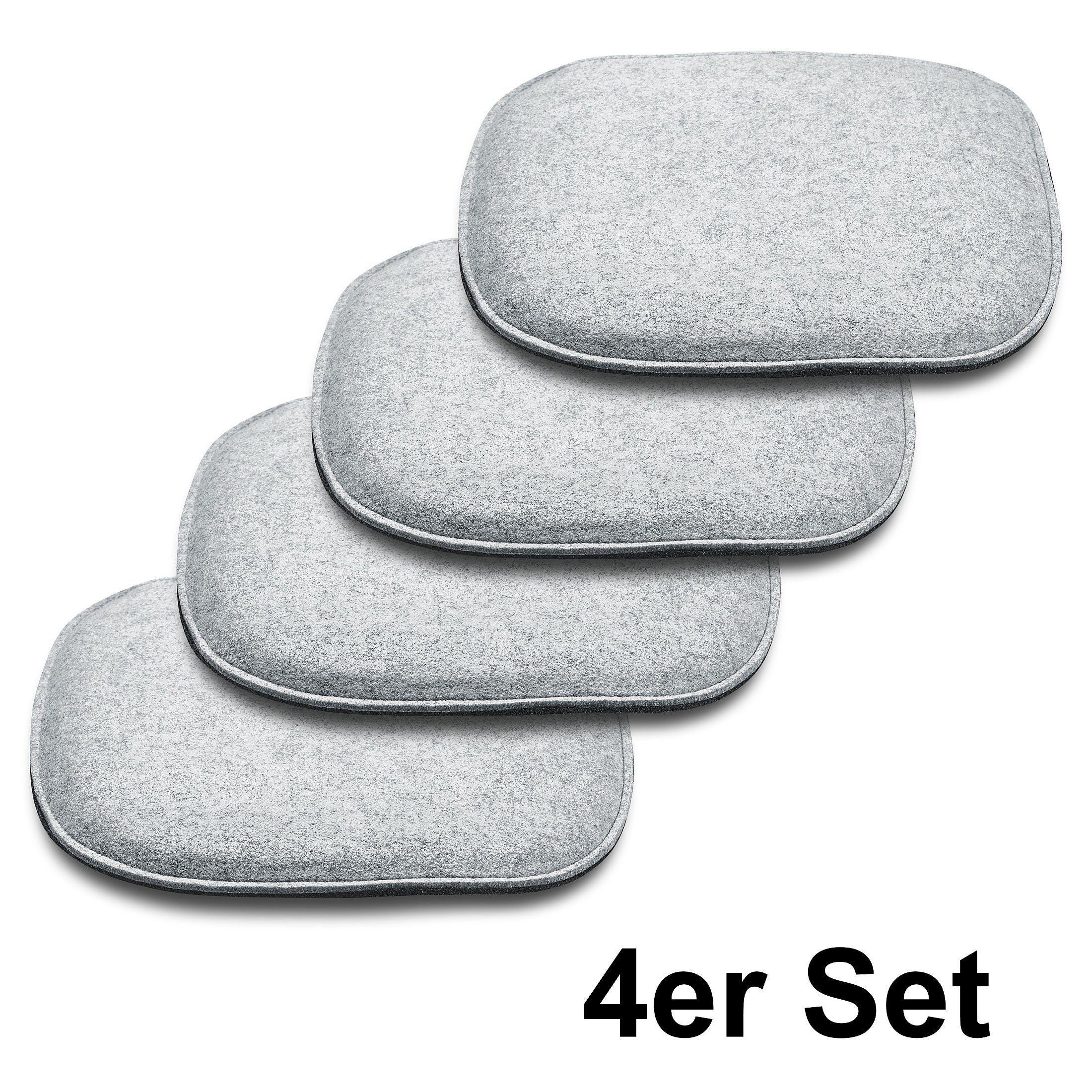 Amare home Sitzkissen Kissen Filzkissen Trapez mit runden Ecken 4er Set