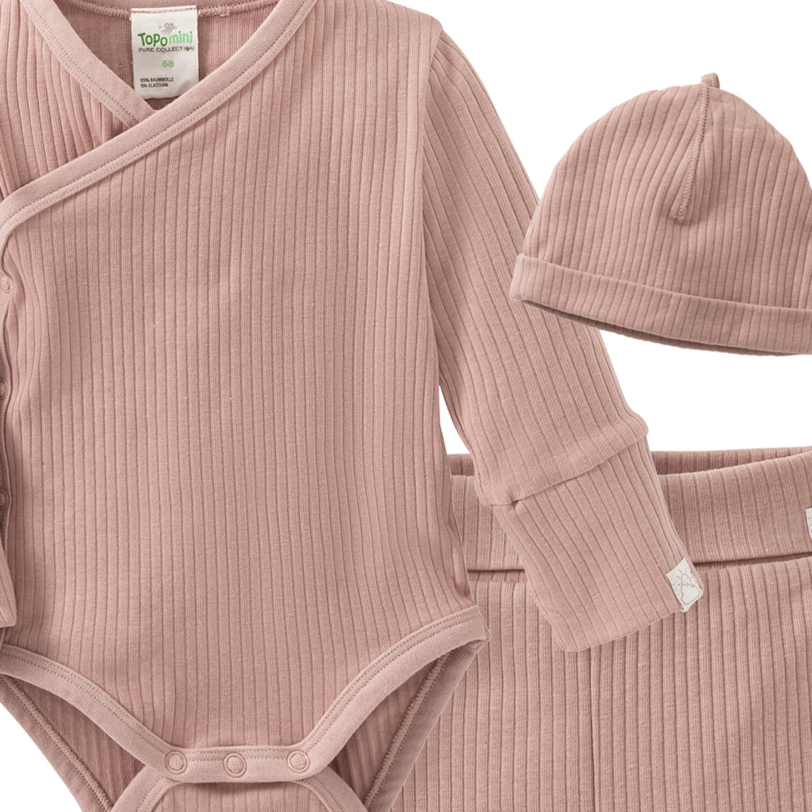 Newborn Wickelbody, Leggings und Mütze