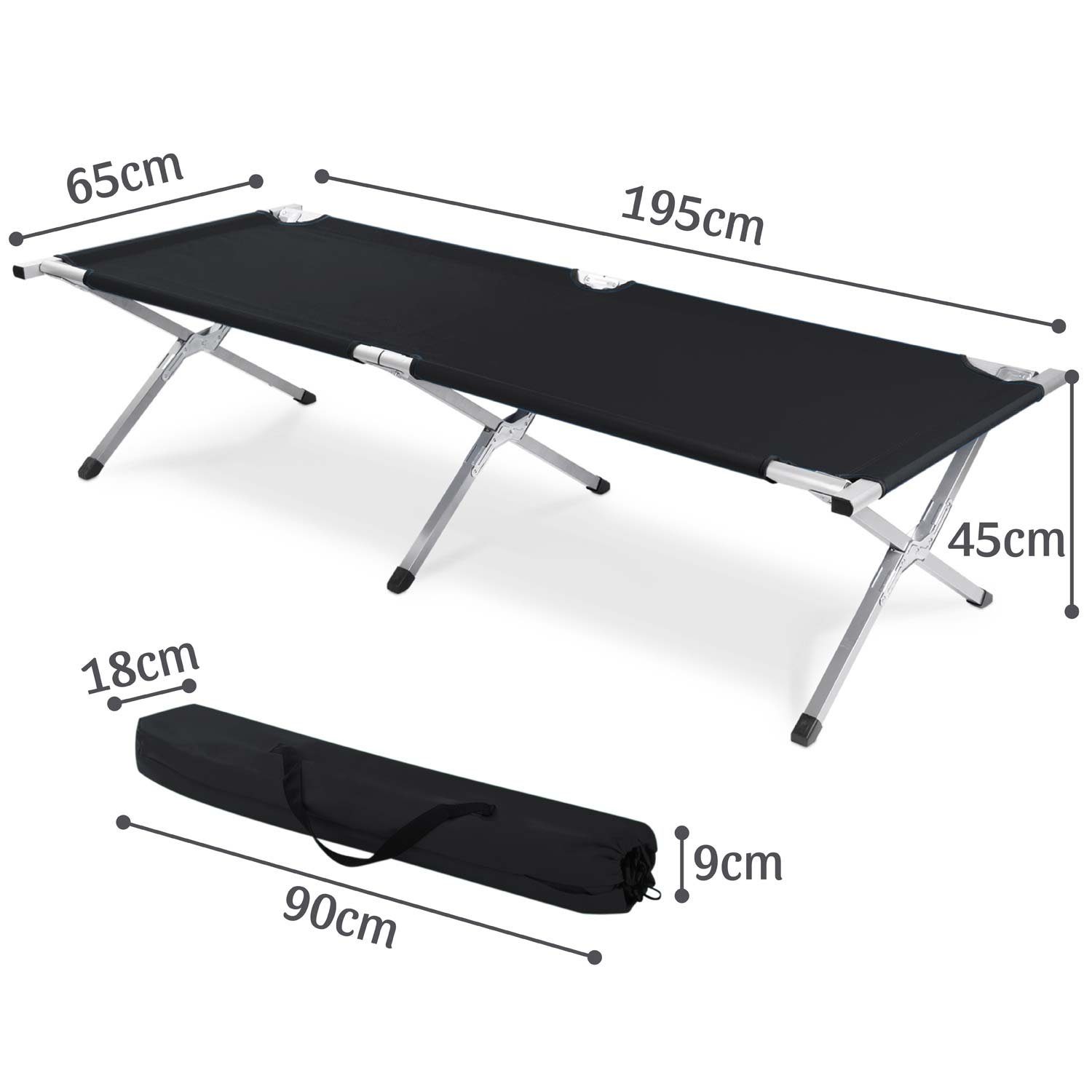 Goods+Gadgets Feldbett Faltbares Army-Bett (Campingbett, Klappbett) Gästebett aus Aluminium