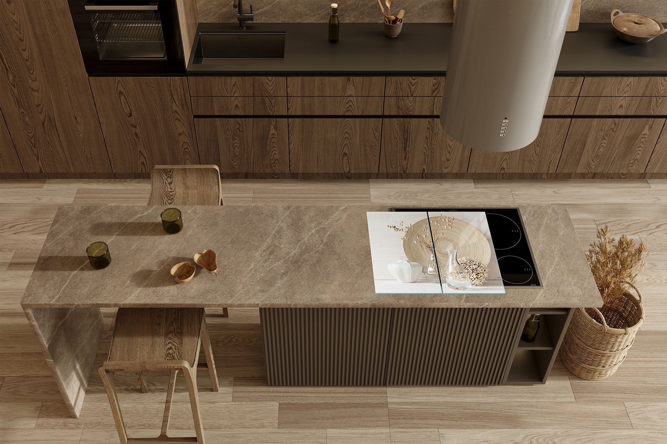 Decorwelt Herd-Abdeckplatte Herdabdeckplatte Ceranfeld Abdeckung Abdeckplatte Schneidebrett Beige, (2x30x52, 2 tlg), für alle Herdarten excl. Gasherde