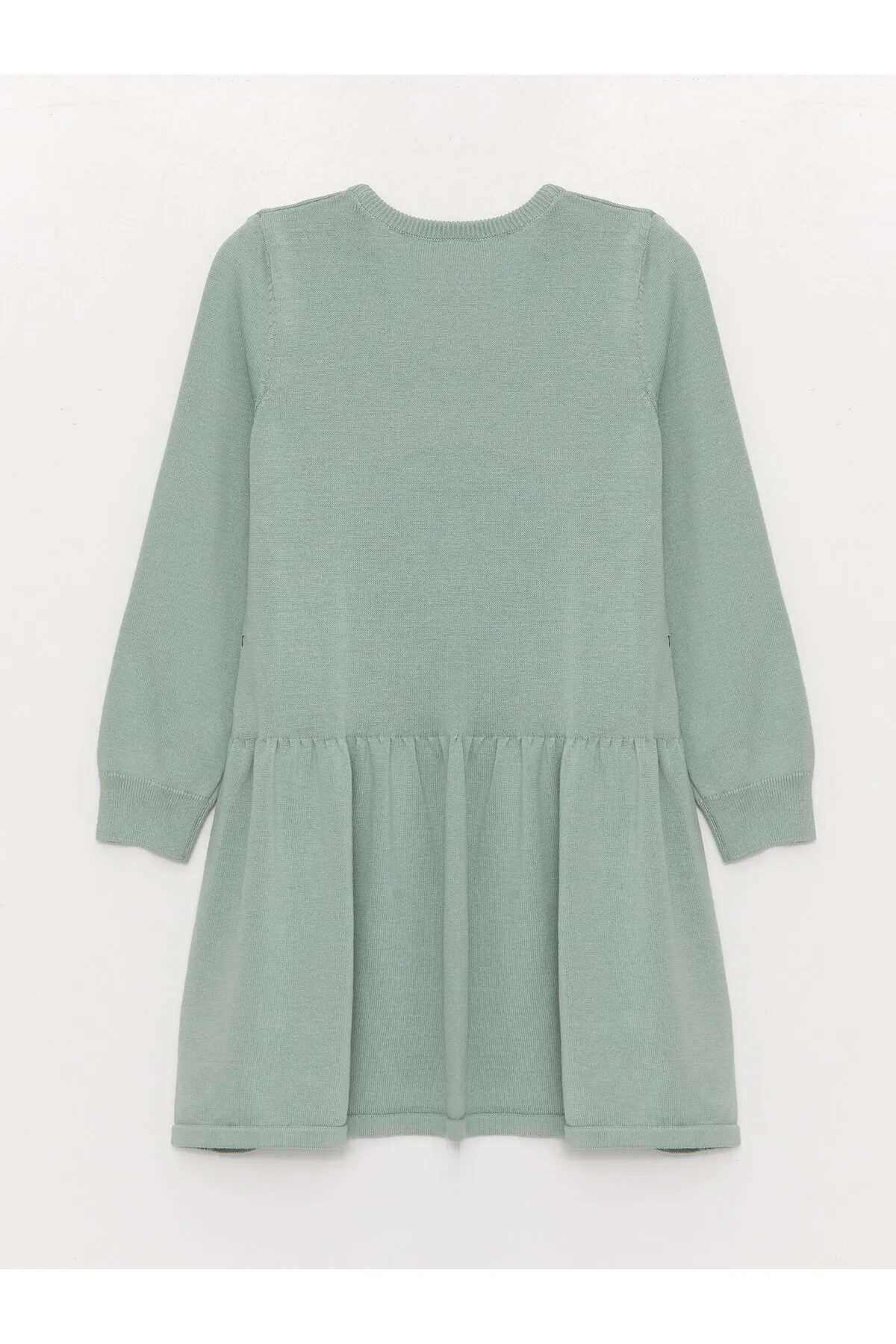 LC Waikiki  Bedrucktes Langarm-Strickkleid für Mädchen mit Rundhalsausschnitt