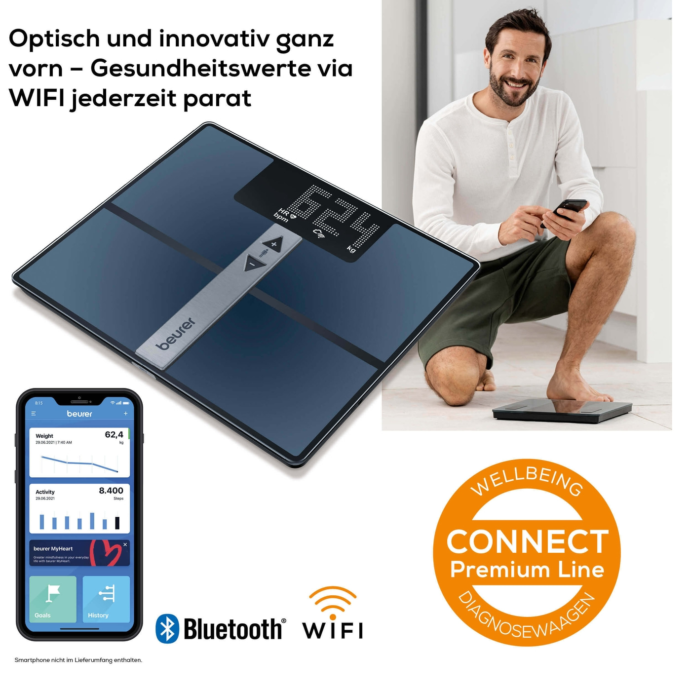 Beurer Diagnosewaage BF 980 WIFI-Körperfettwaage mit umfangreicher Körperanalyse & App-Anbindung