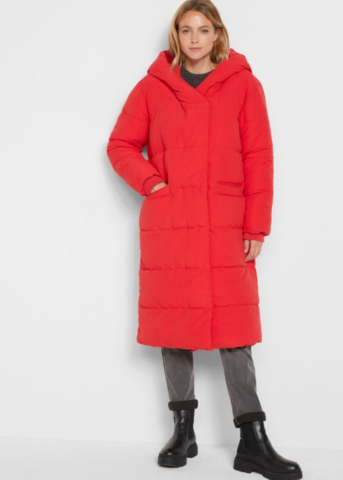 Wattierter Oversize-Mantel mit Kapuze, aus recyceltem Polyester