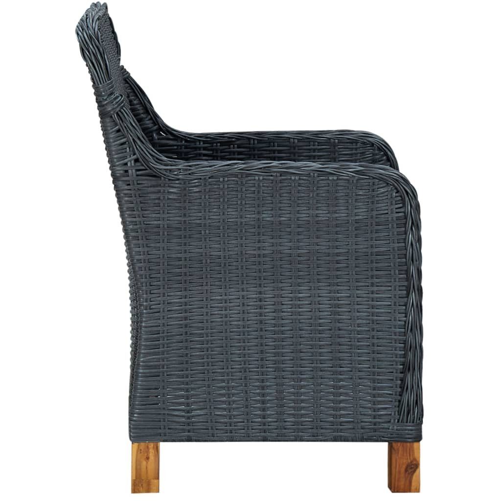 vidaXL Gartenstuhl Gartenstühle mit Kissen 2 Stk. Poly Rattan Dunkelgrau (2 St)