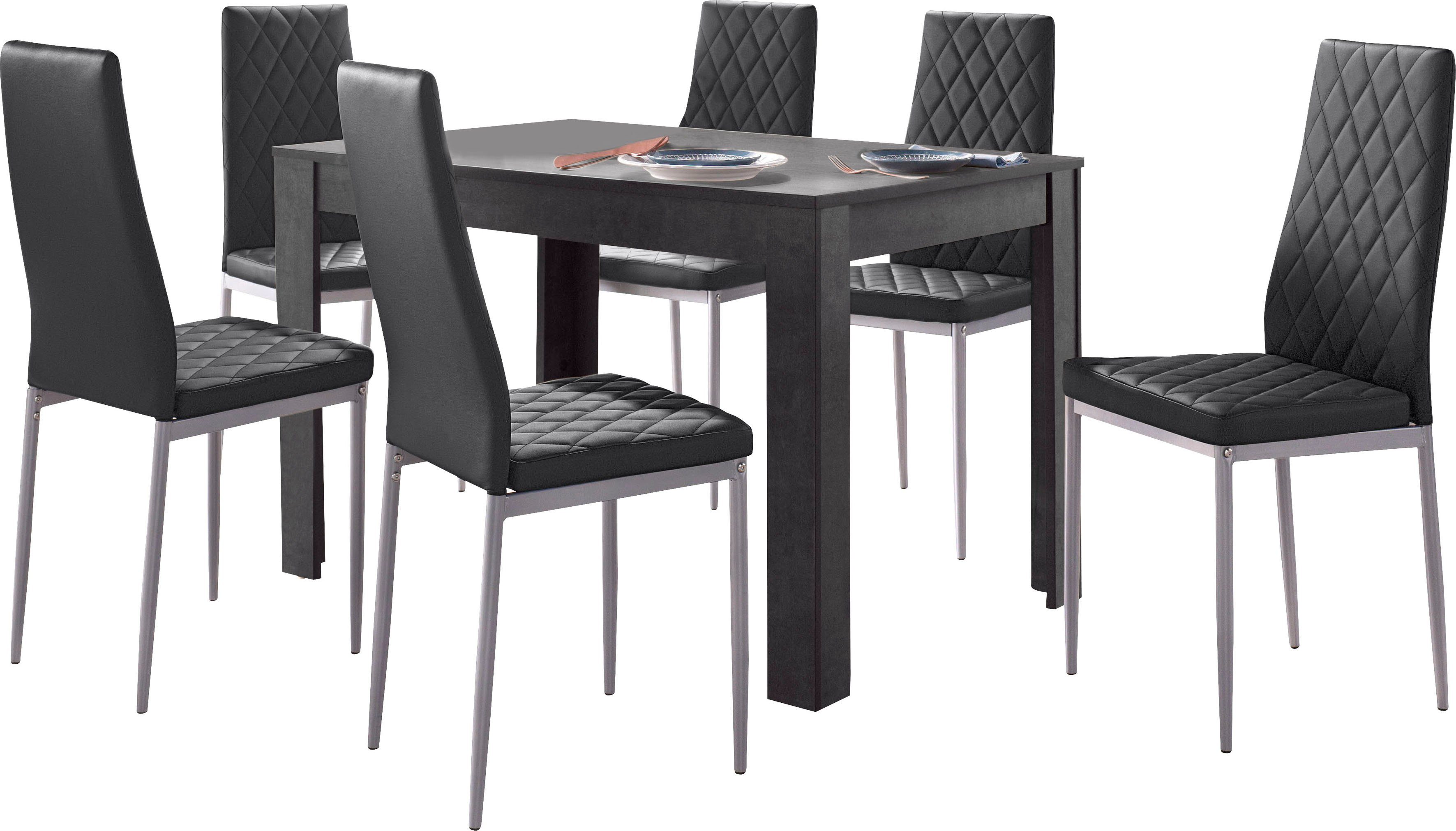 INOSIGN Essgruppe, (Set, 5-tlg), 4 Stühle mit Tisch in schieferfarben, Breite 120 cm