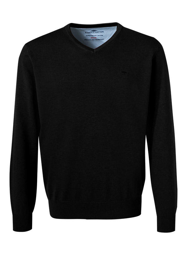 Fynch-Hatton, Pullover, Baumwolle, shwarz meliert