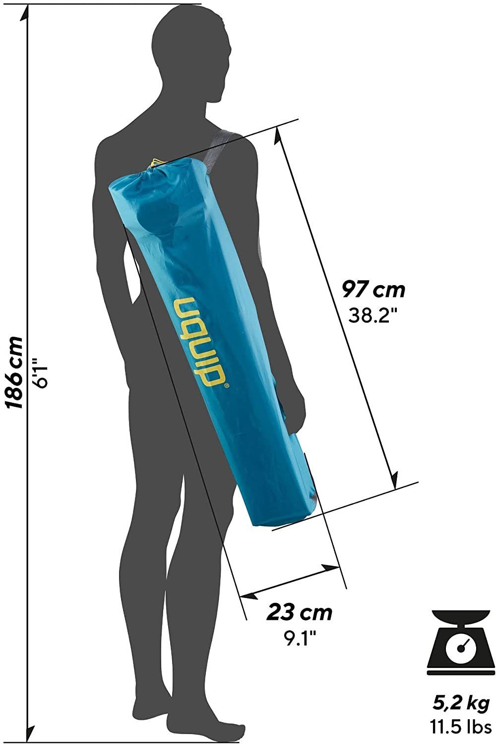UQUIP Campingstuhl Roxy - Stabile Ausführung bis 120 kg - Blau, inkl. Flaschenhalter und Flaschenöffner