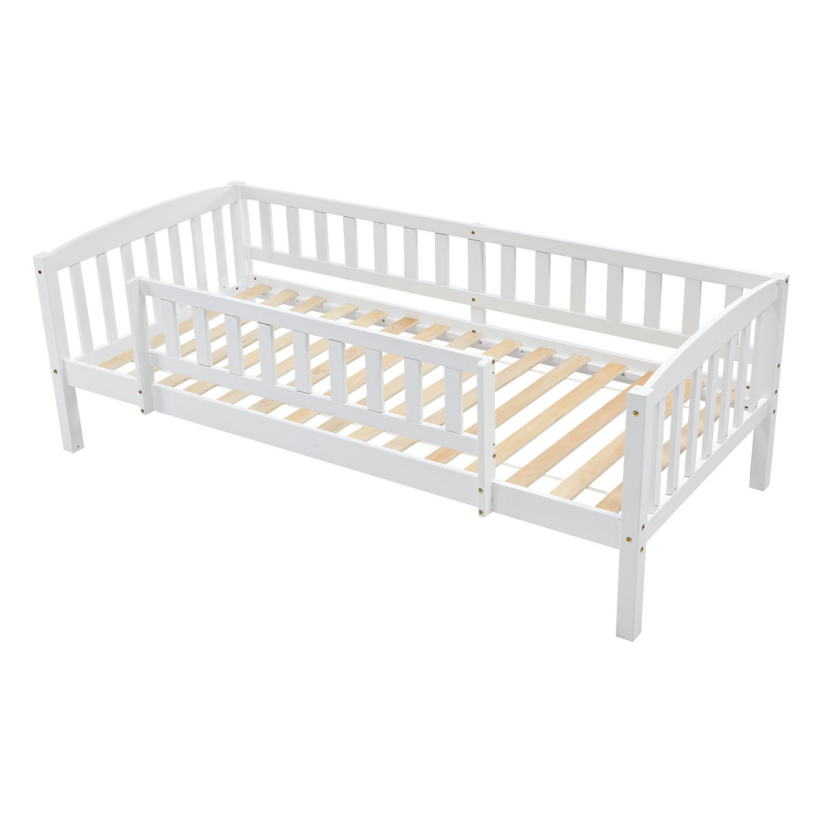 Etagenbett mit Rutsche, Niedriger Kinderbett Etagenbettrahmen Massives Kiefernbett 90 x 200 cm