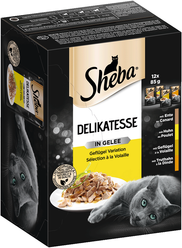 Sheba Portionsbeutel Mutlipack Delikatesse in Gelee Geflügel Variation 12 x 85g