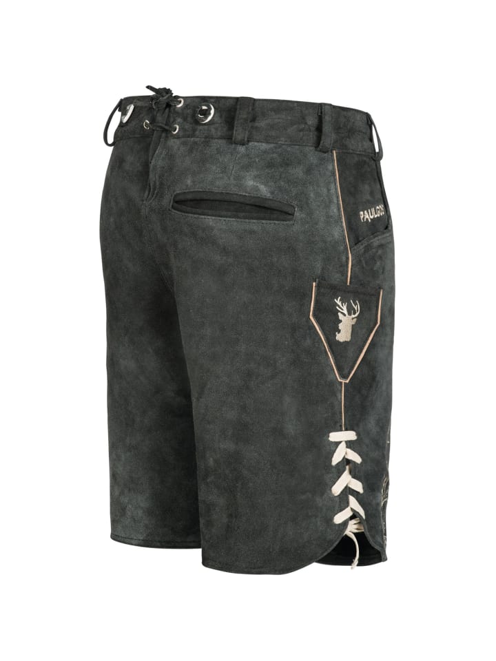 PAULGOS Lederhose Kurz Echtleder HK3 in Grau günstig kaufen