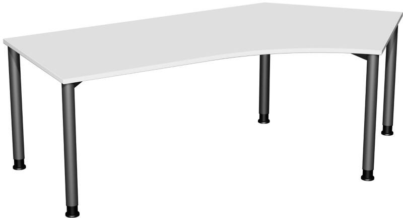 4 Fuß Flex Schreibtisch 135° rechts höhenverstellbar, 2166x1130x680-800, Lichtgrau/Anthrazit