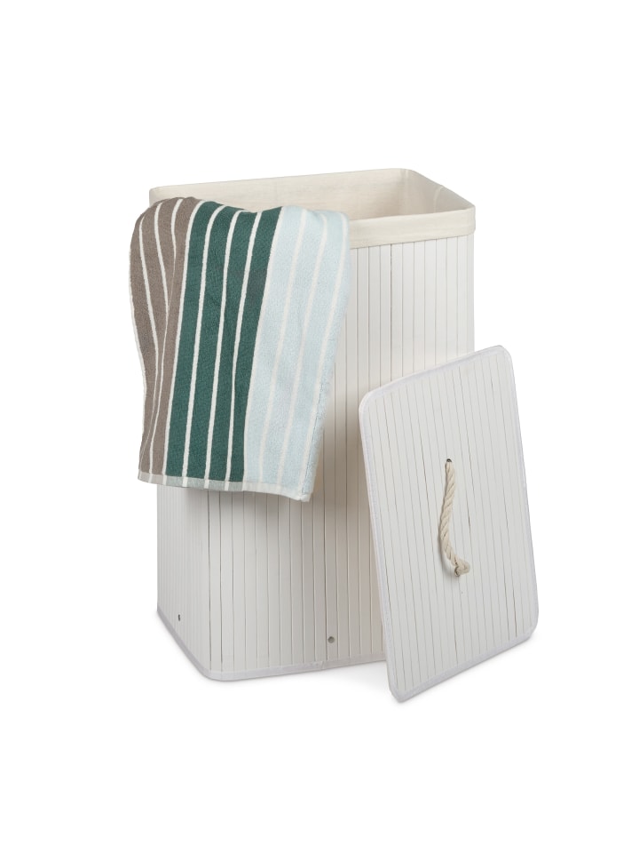 relaxdays Wäschekorb in Weiß - (B)43,5 x (H)65,5 x (T)33,5 cm günstig kaufen onesize