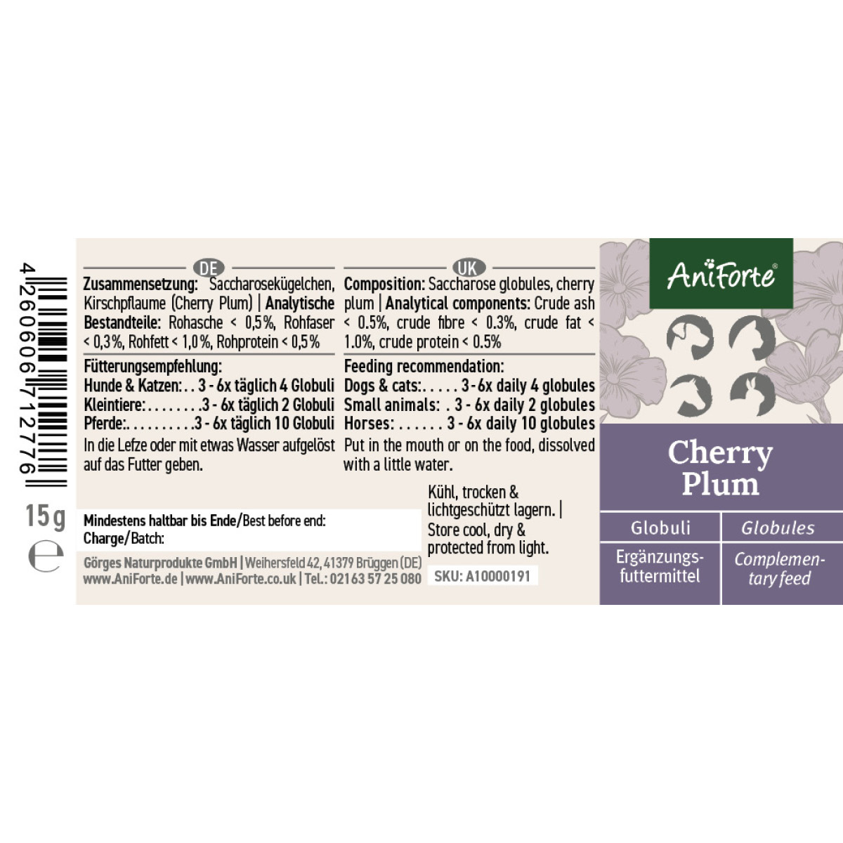 Aniforte Ergänzungsfutter & Aufzucht Aniforte Bachblüten No. 6 Cherry Plum