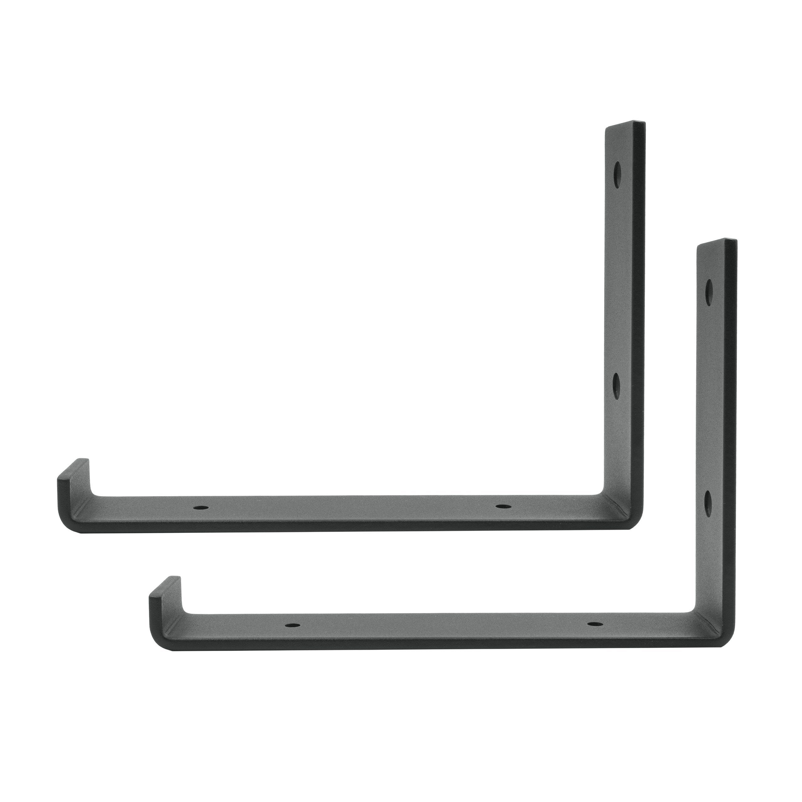 Natural Goods Berlin Wandregalhalter KREUZBERG, 2-tlg., Regalhalterung, Winkelkonsole, Wandregal, Winkelträger, 200mm, Schwarz