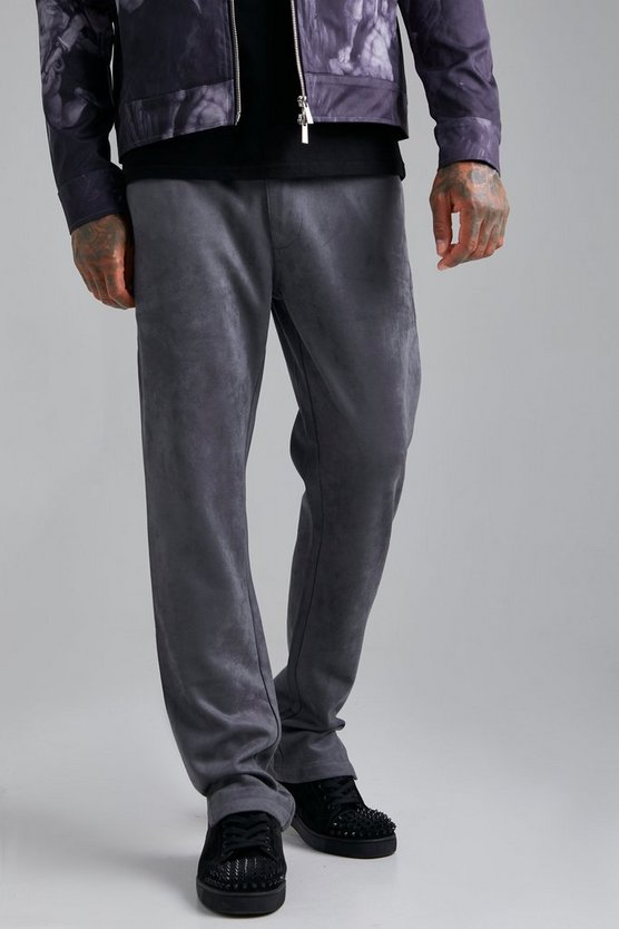 Slim-Fit Wildleder-Hose mit geteiltem Saum