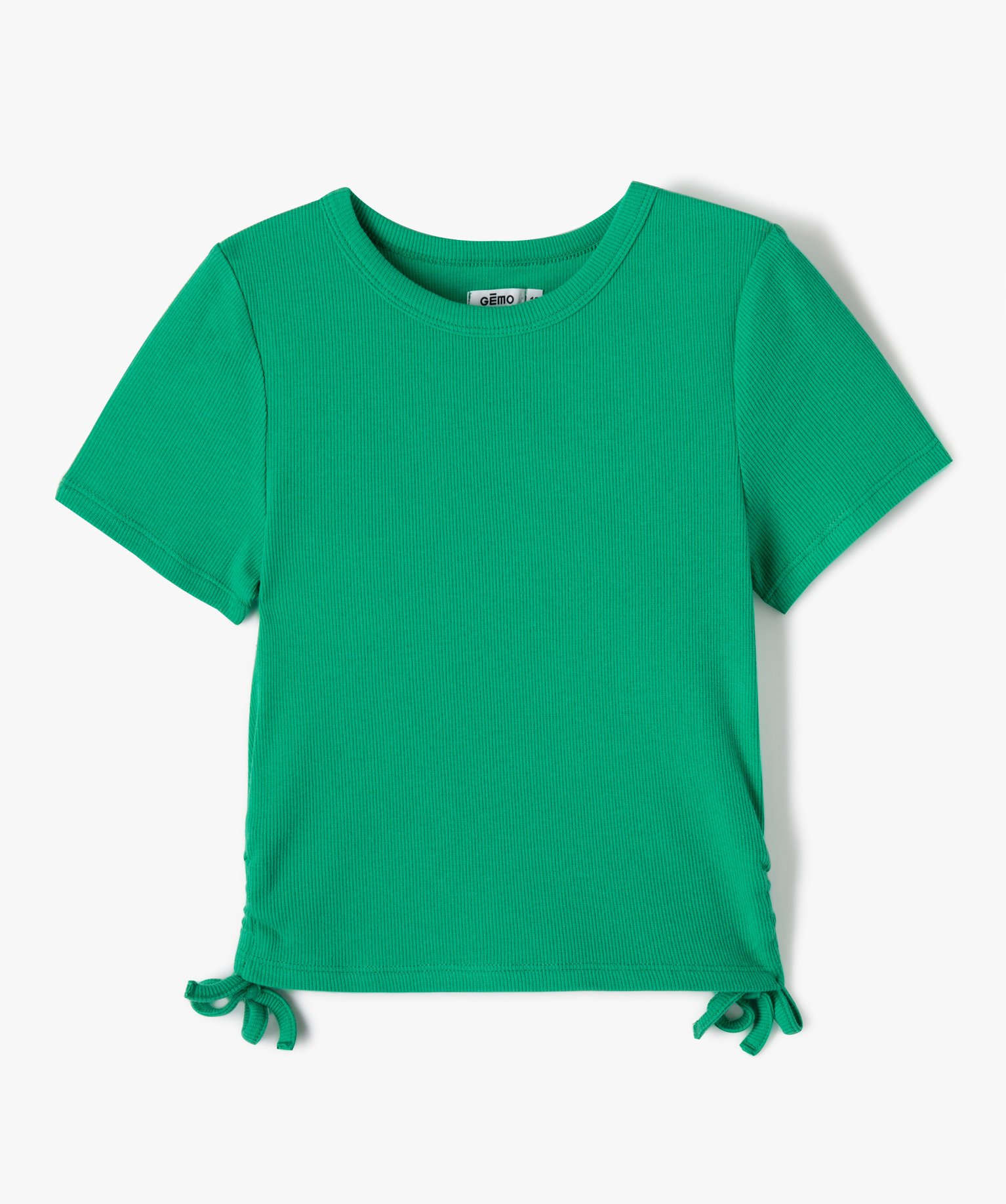 Tee-shirt fille à manches courtes avec liens sur les ctés vert | GEMO