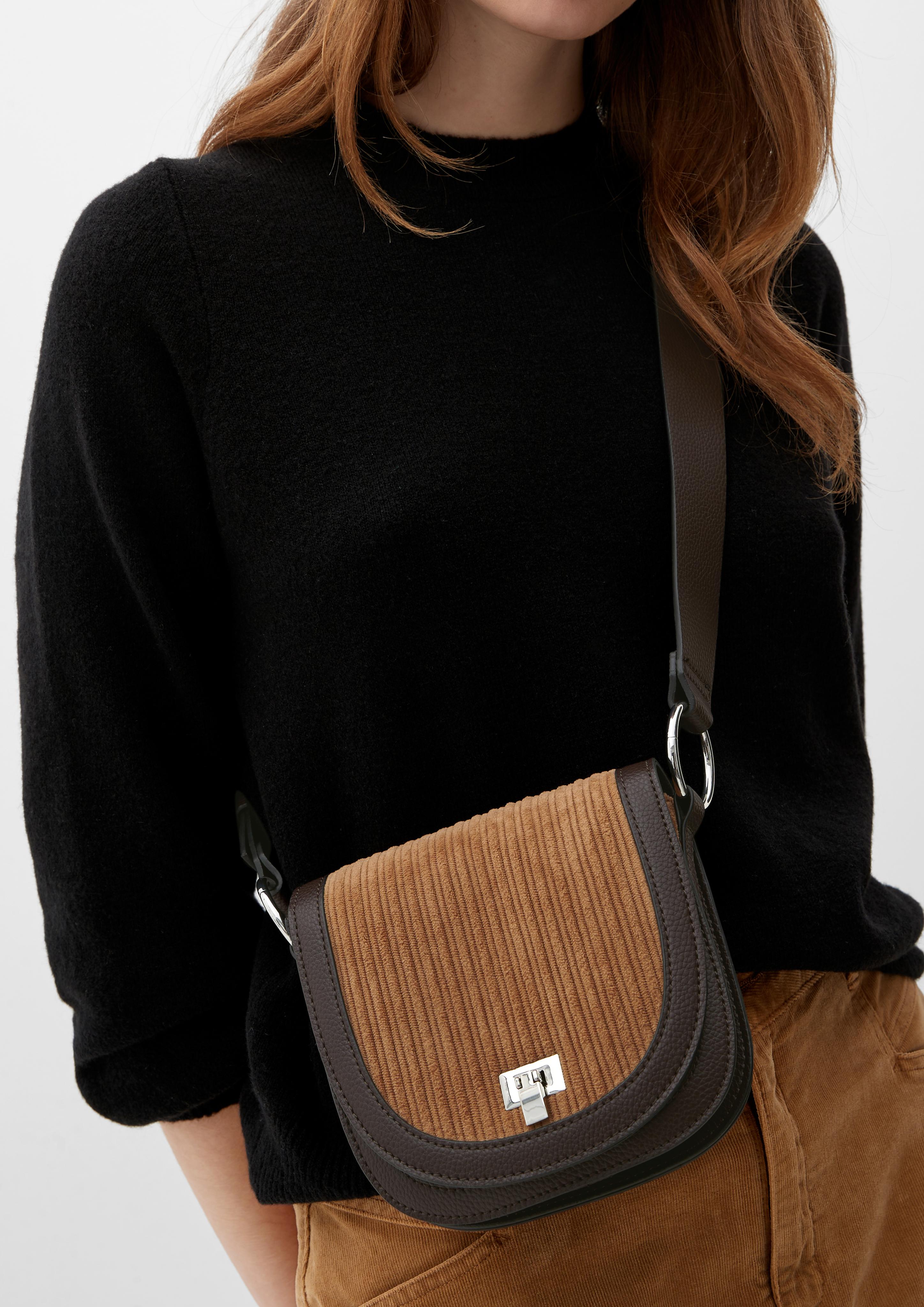 Kleine Tasche aus Cord und Lederimitat  2122246-8469