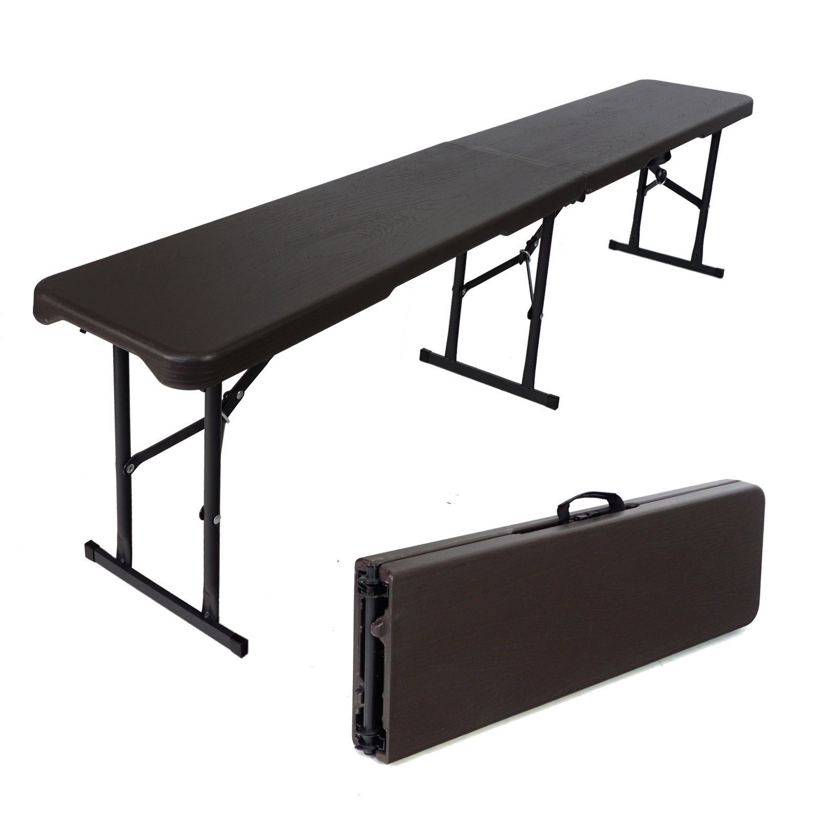 TRUTZHOLM Bierzeltgarnitur 2x Bierbank Klappbank aus Kunstoff Grau Holzoptik 180cm klappbar Bierz, (2er-, 2-tlg), pflegeleicht, stabil, einfach zu transportieren