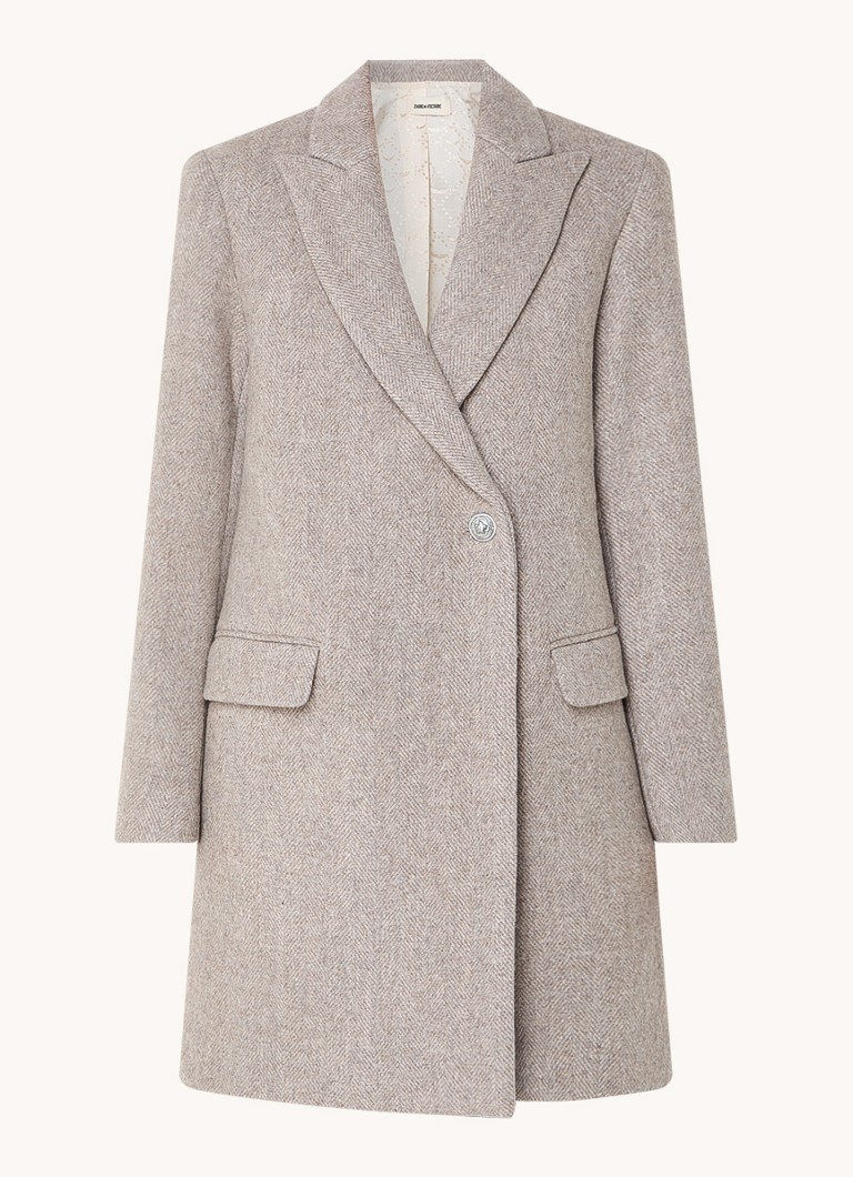 Zadig&Voltaire Marco kaput od mješavine vune s uzorkom riblje kosti