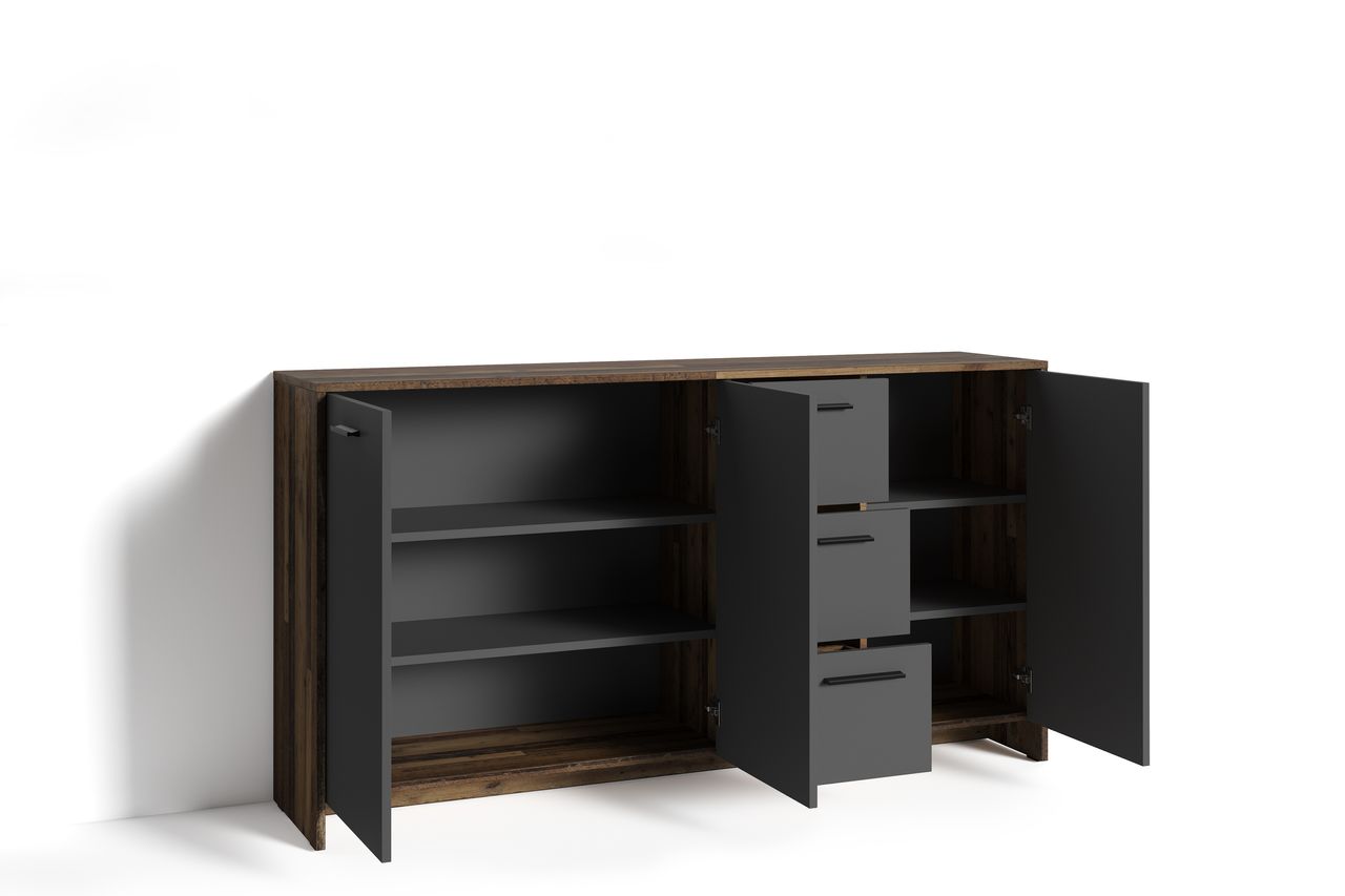 byLiving BEN Sideboard, Breite 153 cm, Old-Wood-Optik, anthrazit