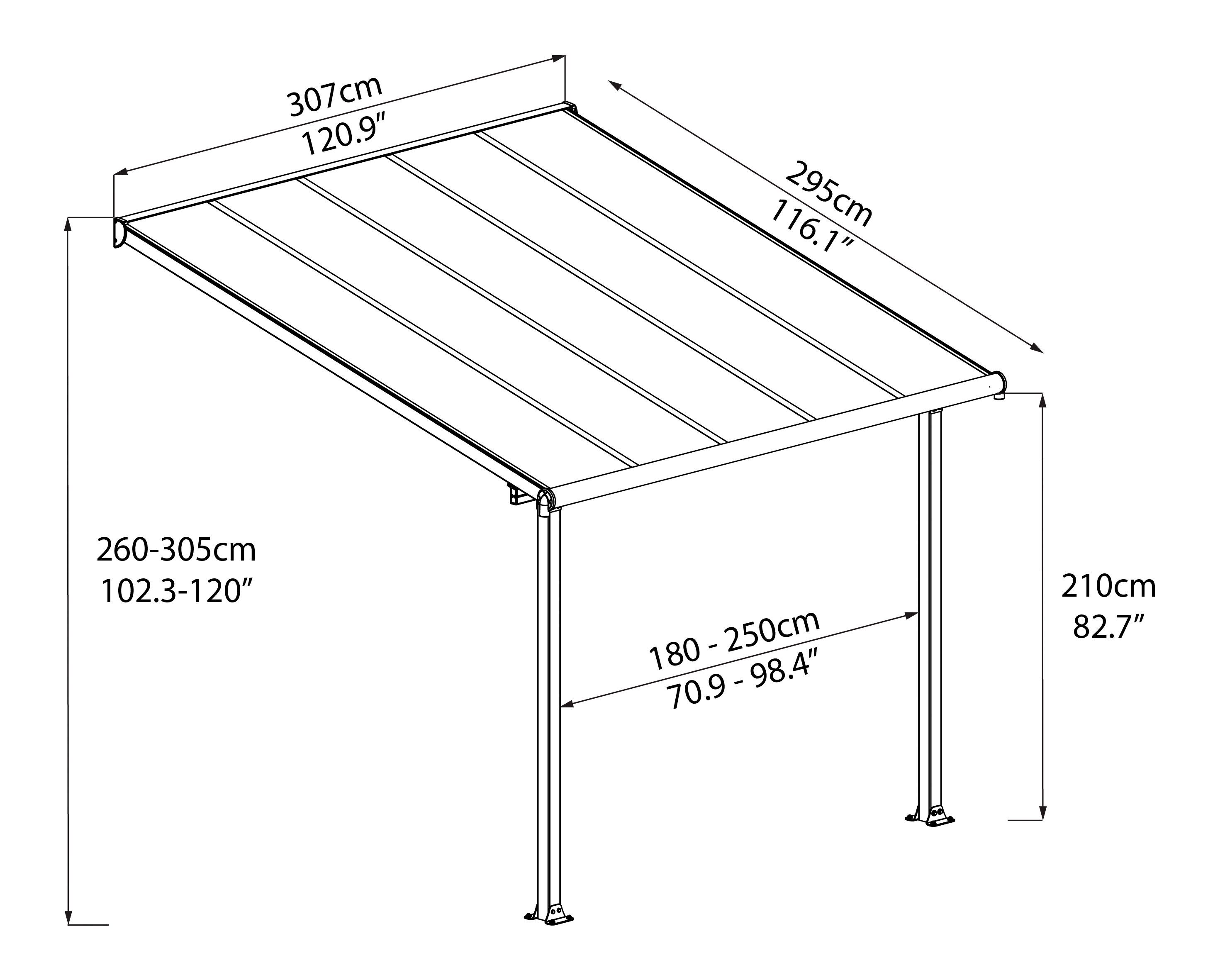 Palram - Canopia Terrassendach Olympia 3x3, BxT: 307x295 cm, Bedachung Doppelstegplatten, BxT: 307x295 cm