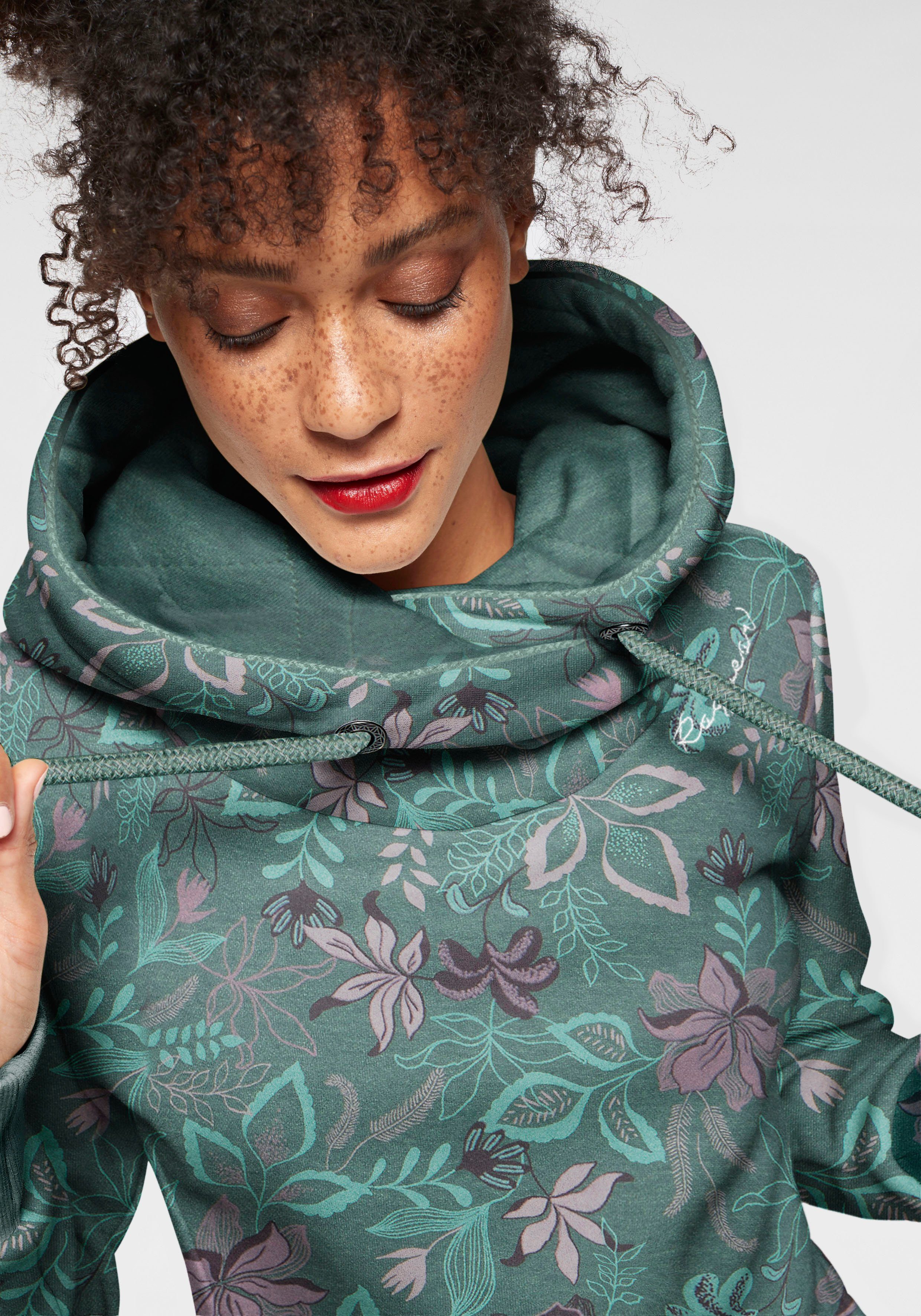Ragwear Sweater GRIPY FLOWERS O Hoodie mit floralem All Over-Druck