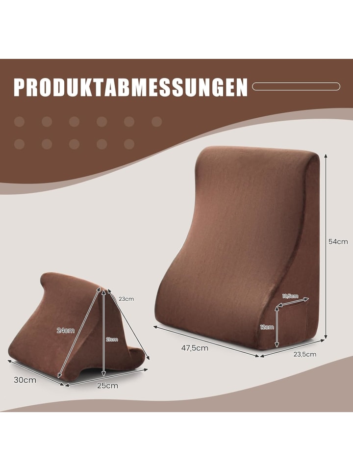 COSTWAY Keilkissen 2 tlg. abnehmbar in Braun günstig kaufen 54 cm