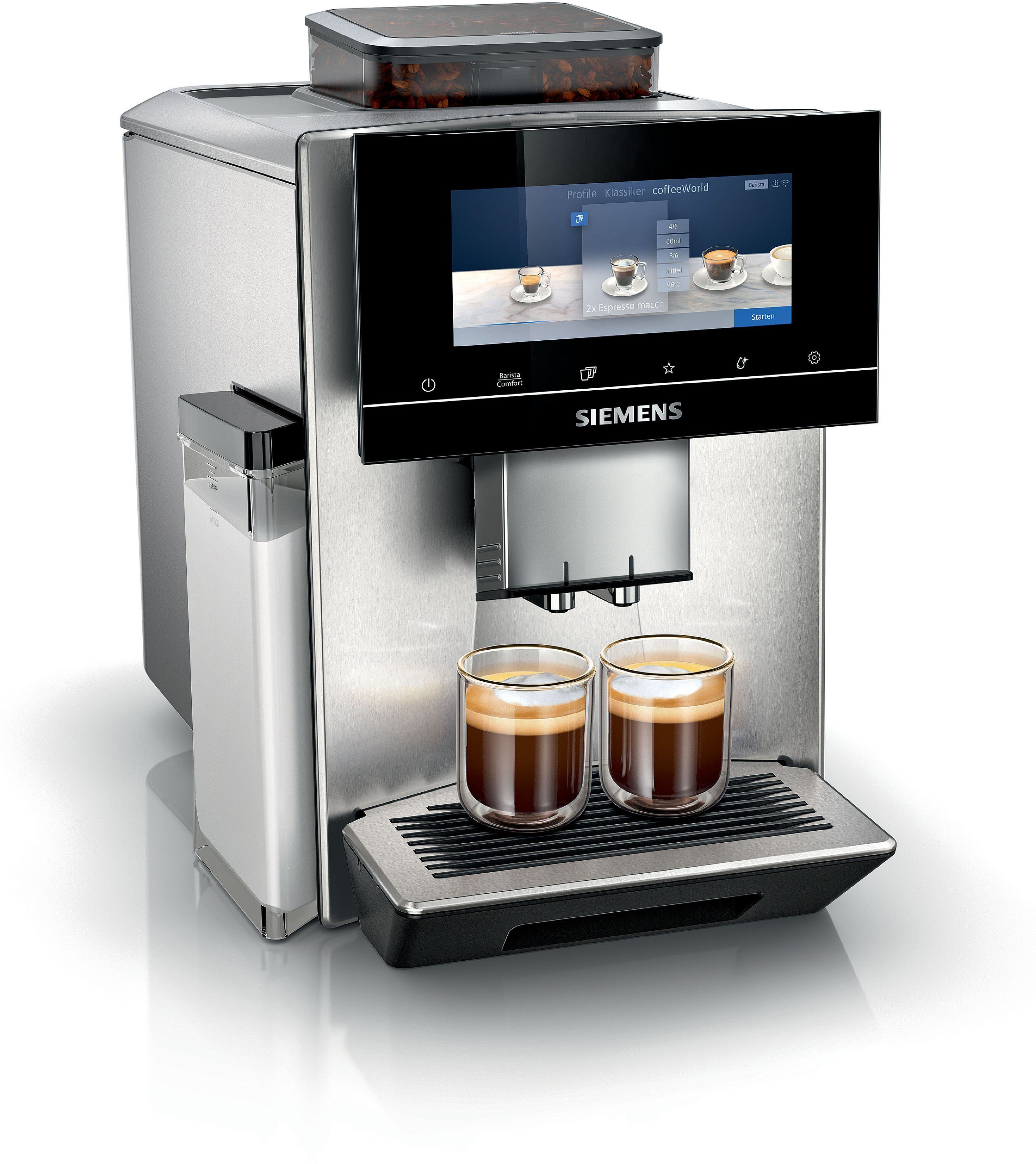 SIEMENS Kaffeevollautomat EQ900 TQ903D43, Home Connect App, baristaMode, superSilent, 6,8” Full-Touch-Display