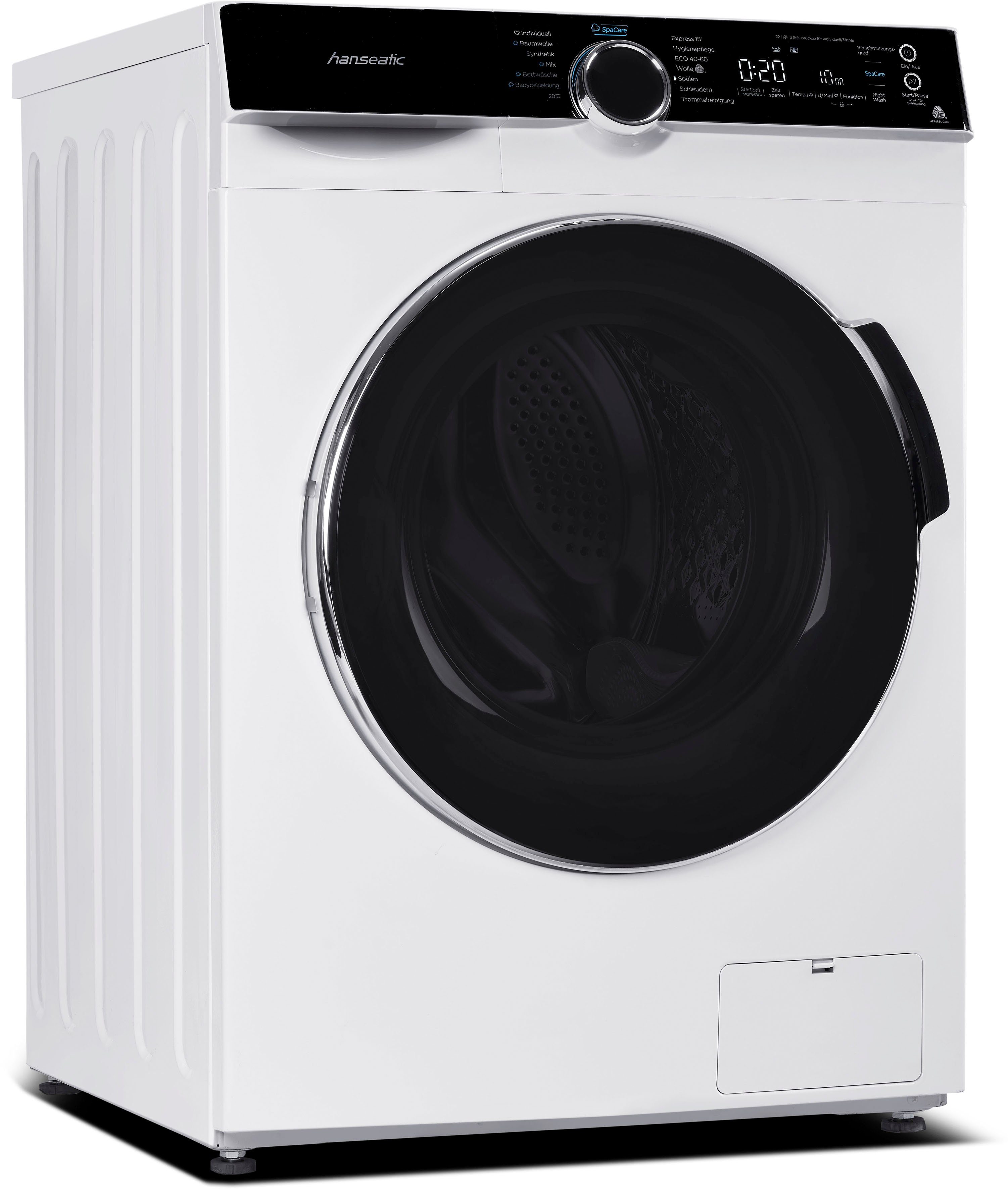Hanseatic Waschmaschine HWMK814B, 8 kg, 1400 U/min, Nachtwaschprogramm, AquaStop, Dampfoption