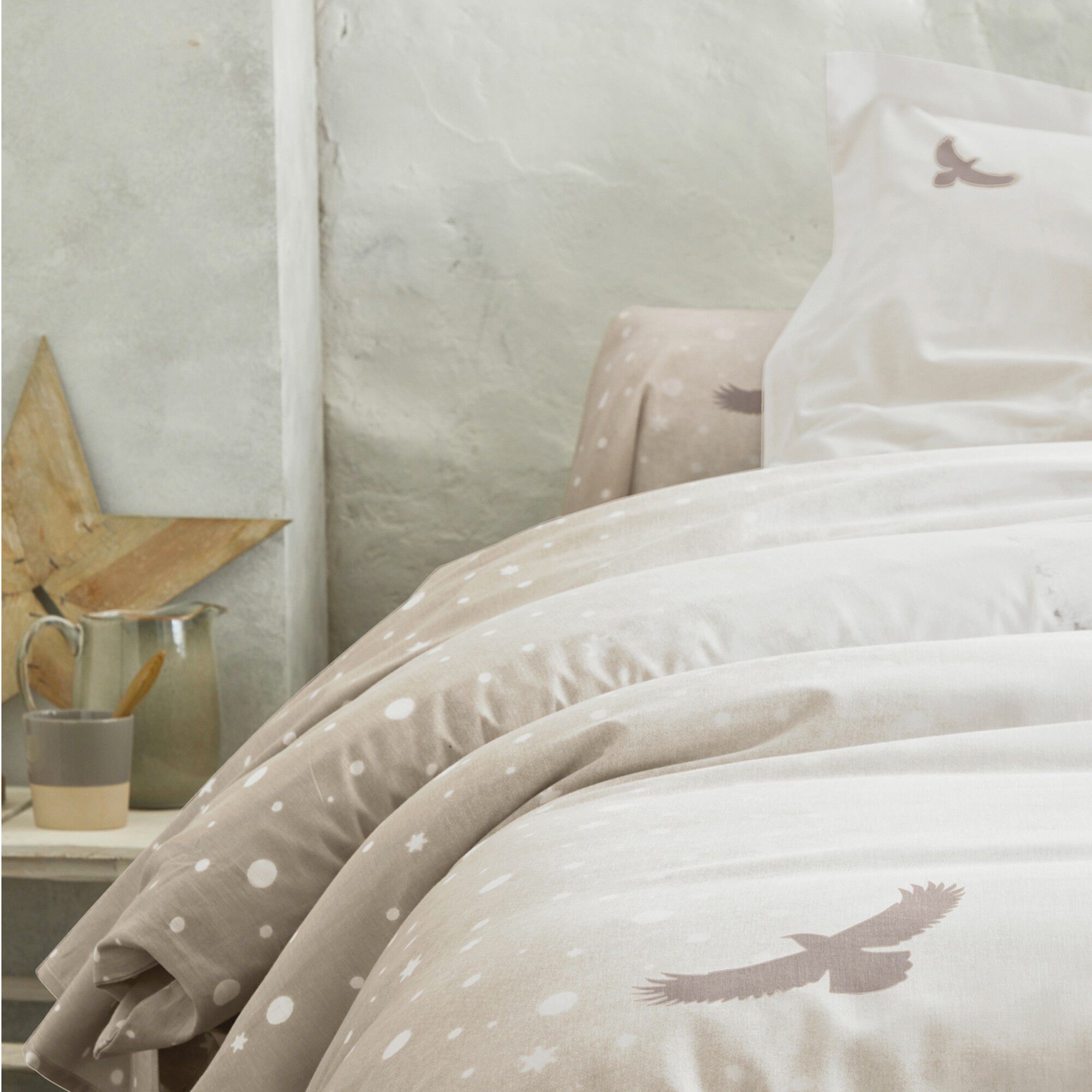 Linge de lit Artic imprimé chien-loup