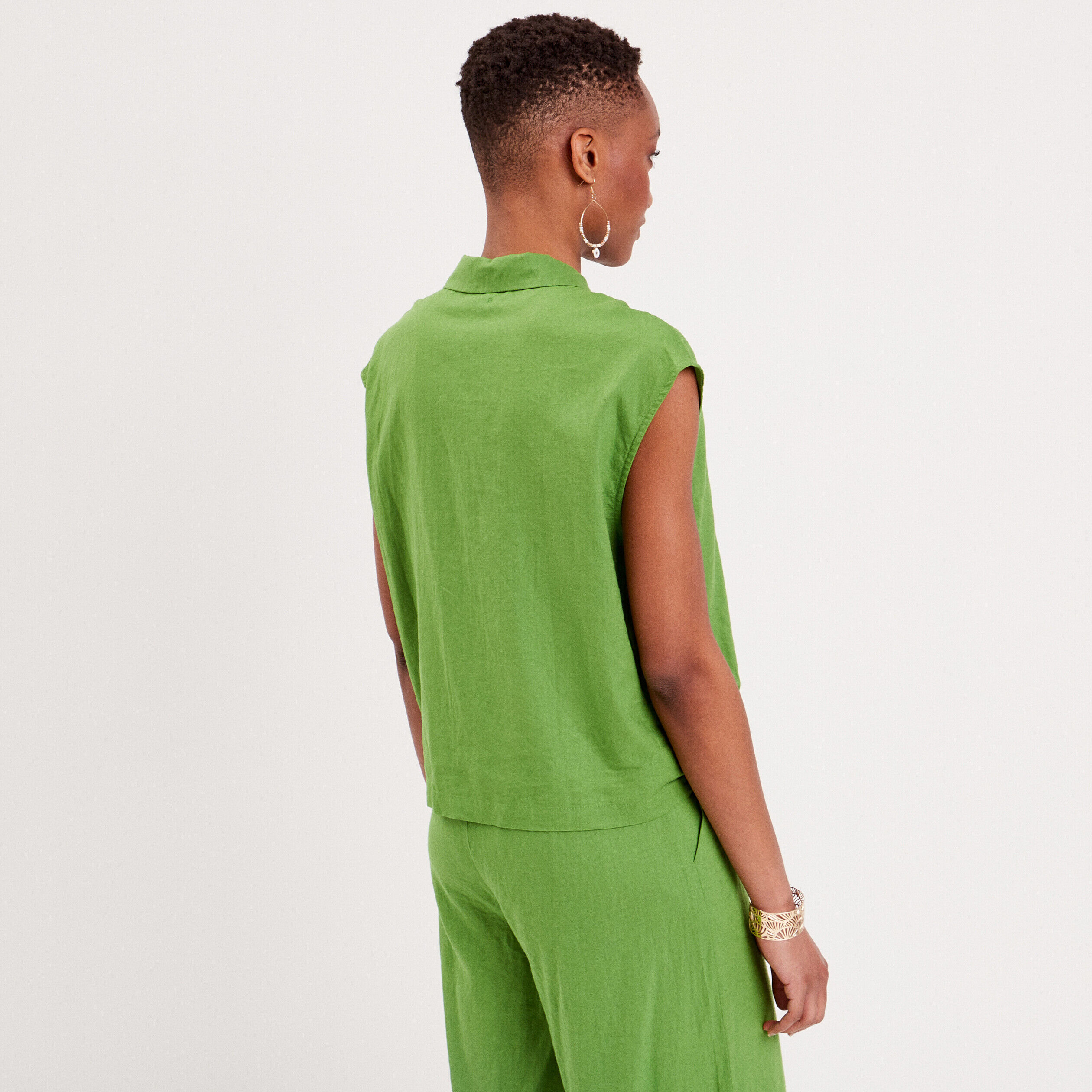 Chemise à nouer vert femme | Cache Cache