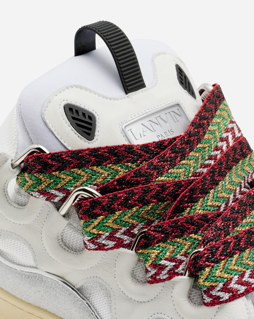 SNEAKERS CURB EN CUIR ET MATIÈRES TECHNIQUES GLITTER