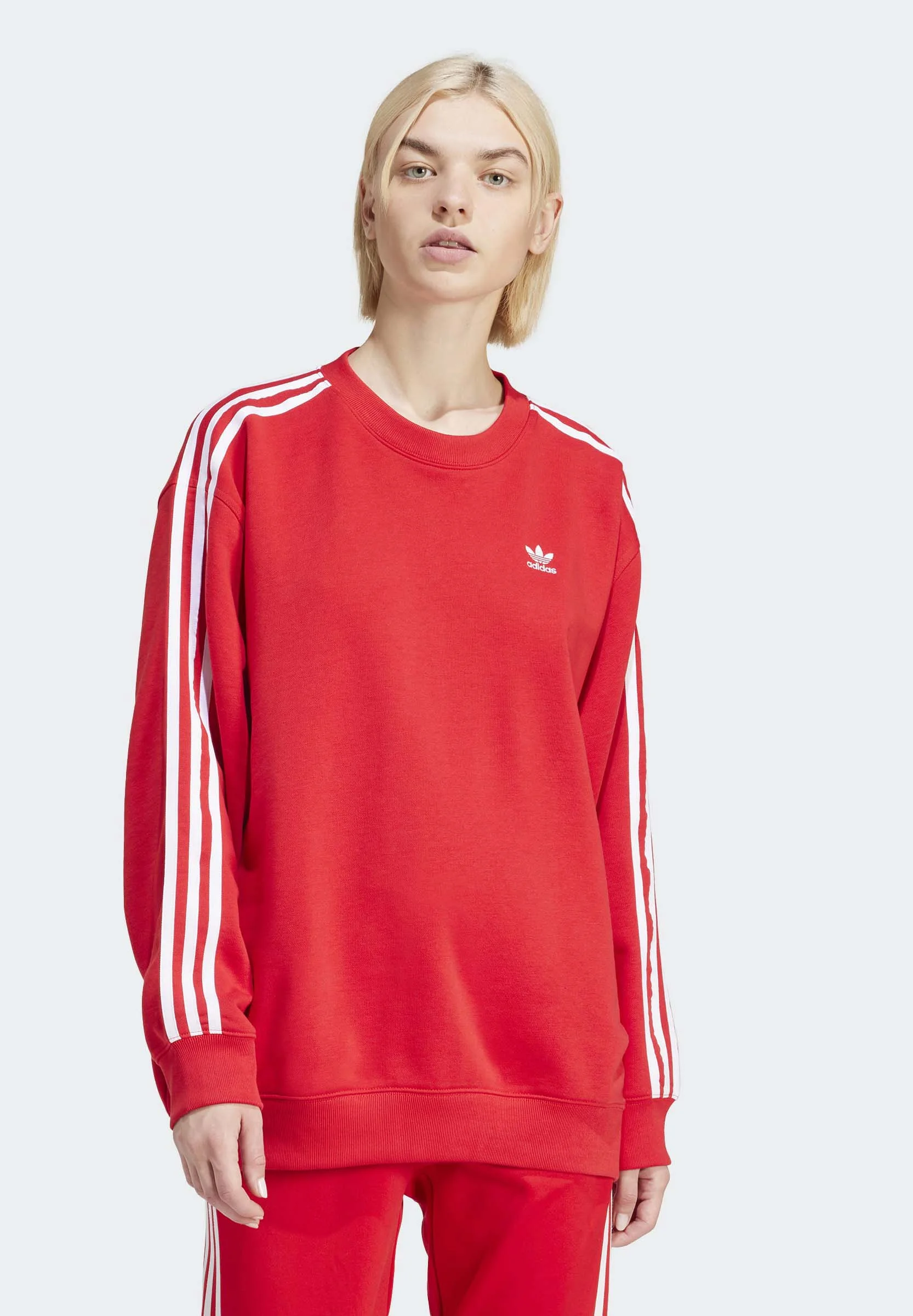 Sudadera adidas Originals de cuello redondo extragrande con tres rayas