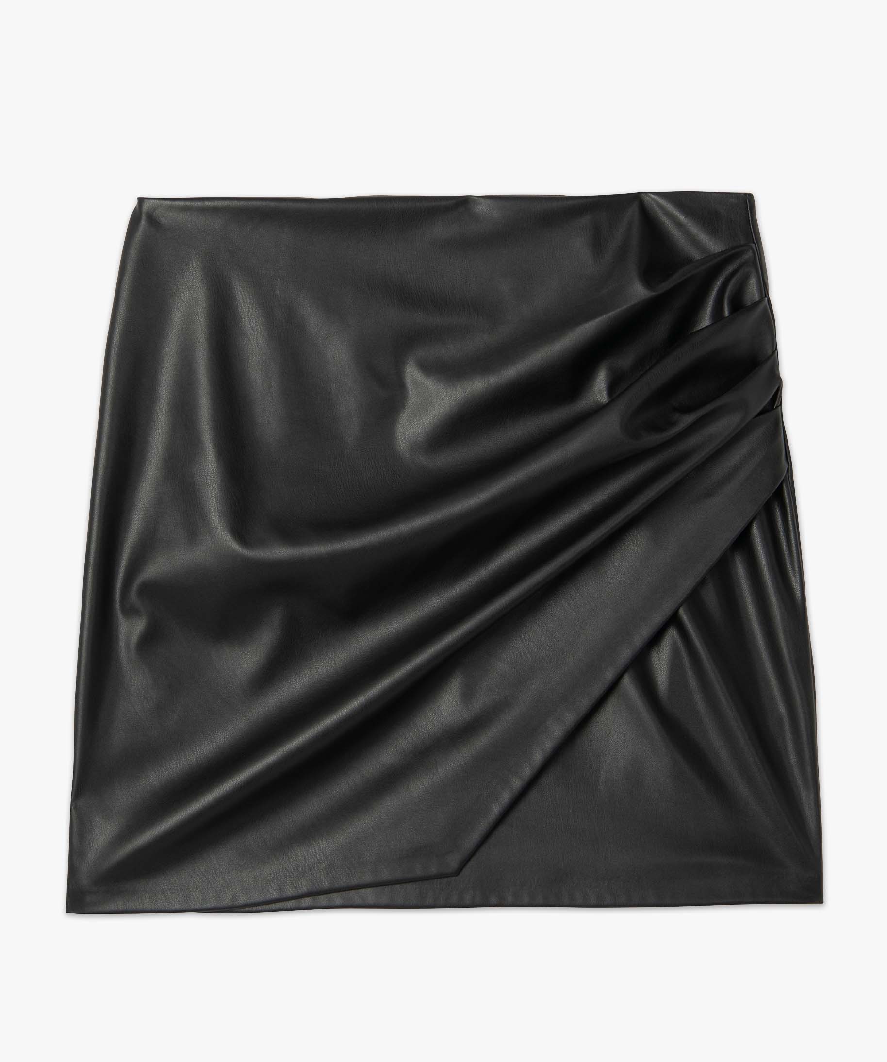 Jupe femme en matière synthétique imitation cuir noir | GEMO