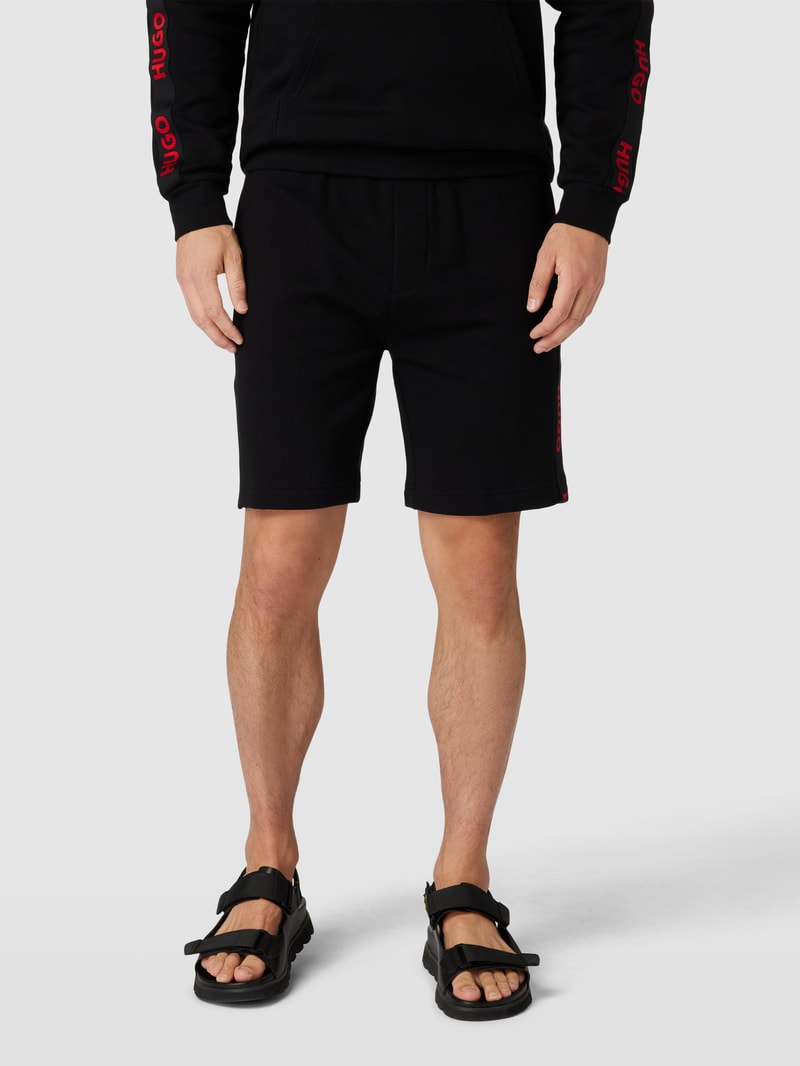 Sweatshorts mit Logo-Details Modell 'Sporty' in schwarz