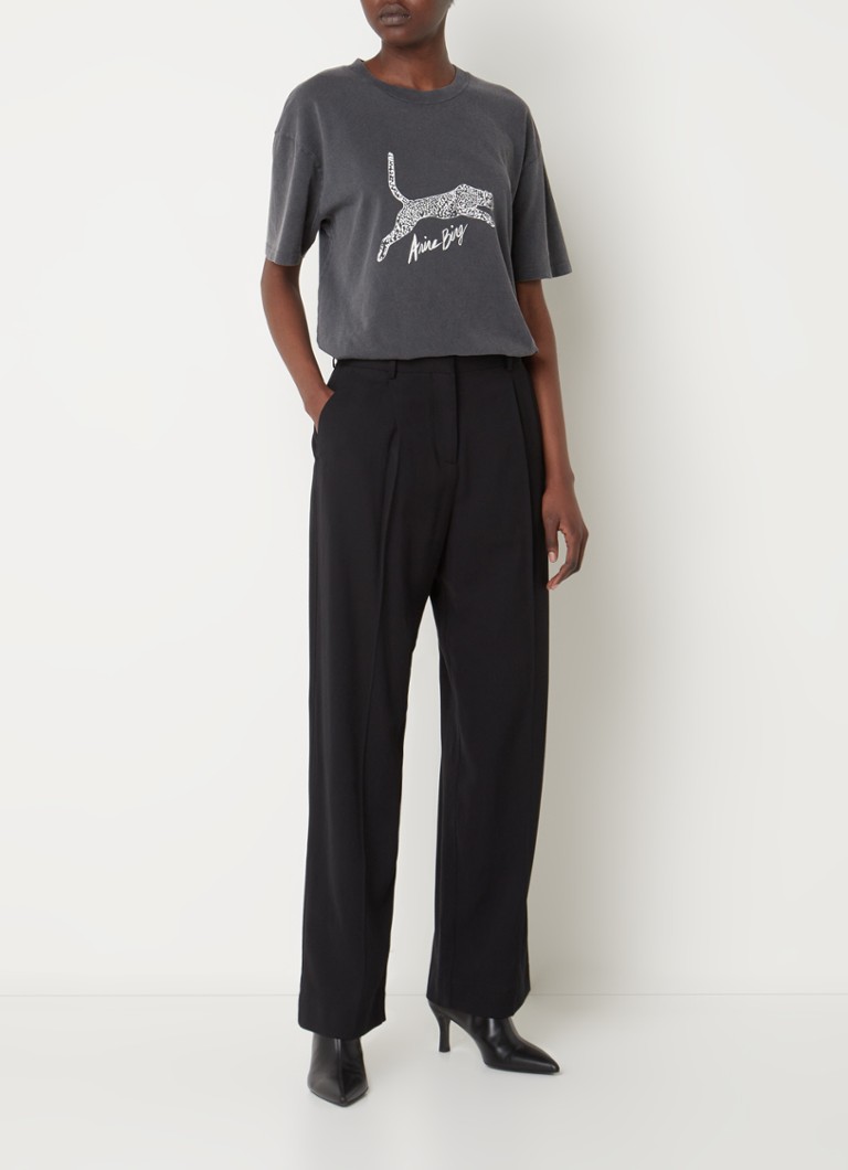 Anne Bing Walker T-Shirt mit Logodruck und gewaschener Oberfläche