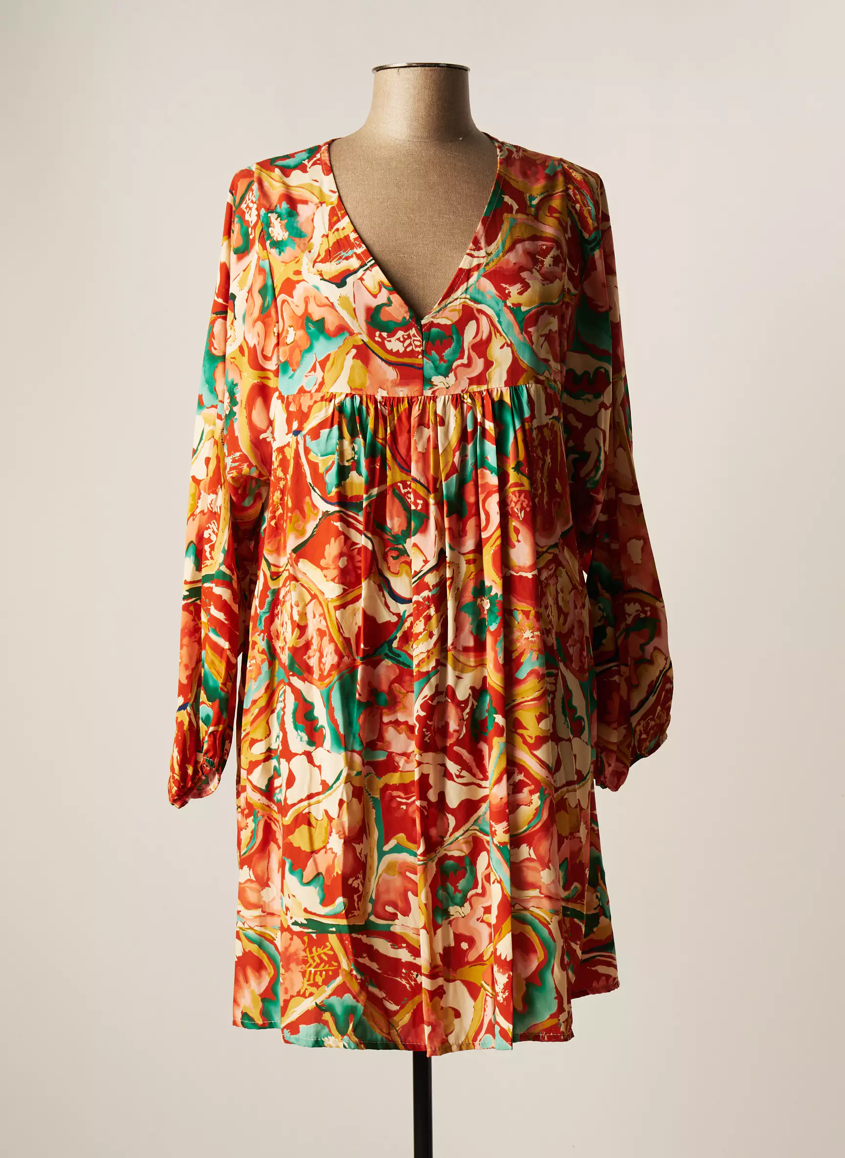 C Melodie Robes Mi Longues Femme couleur orange