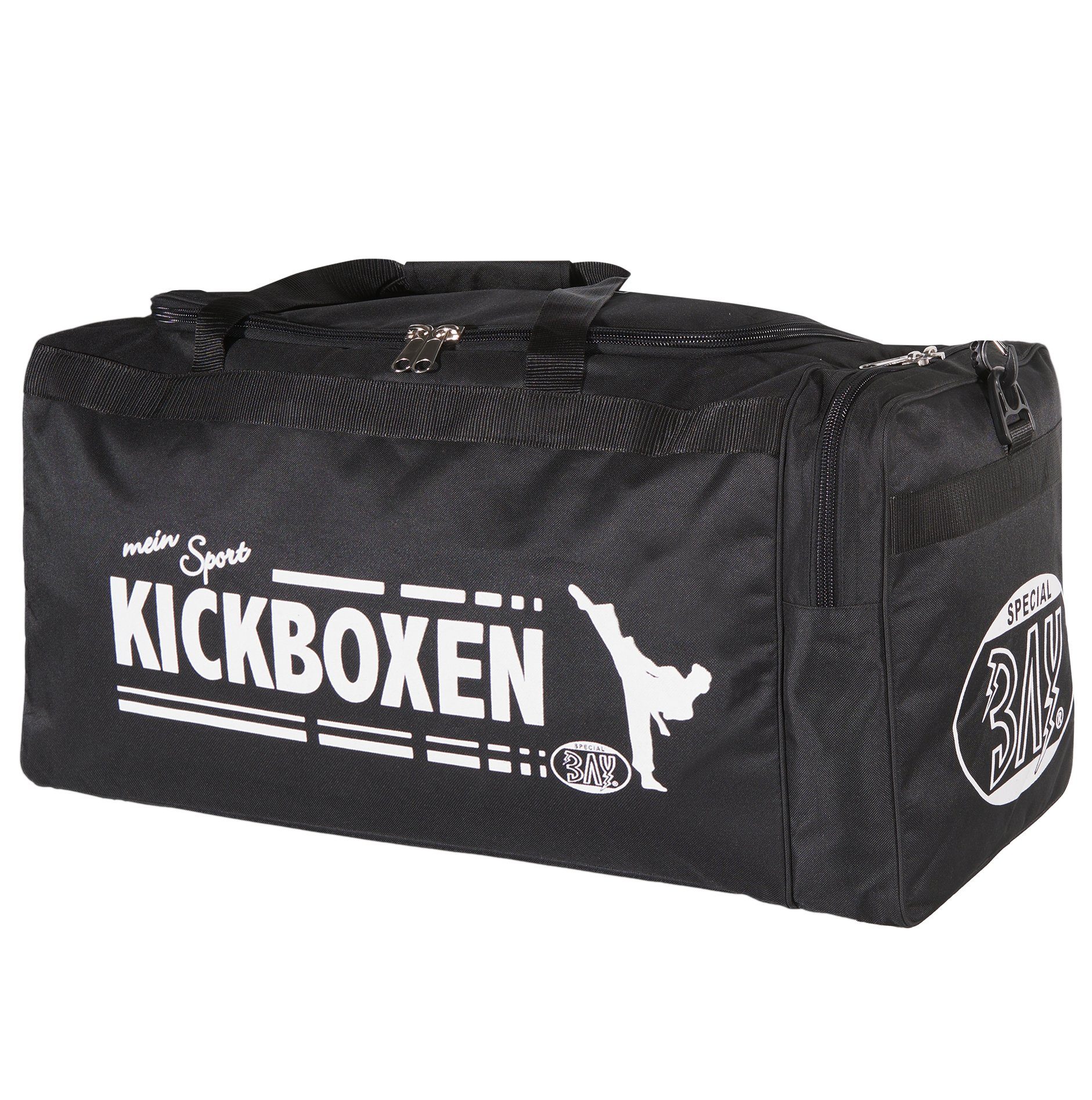 BAY-Sports Sporttasche Mein Sport Kickboxen Tasche Kampfsport Trainingstasche groß Kick-Boxen (Ihre Leidenschaft), 70 cm, XL, Aufwändig bedruckt, Seitenfächer, Schultergurt