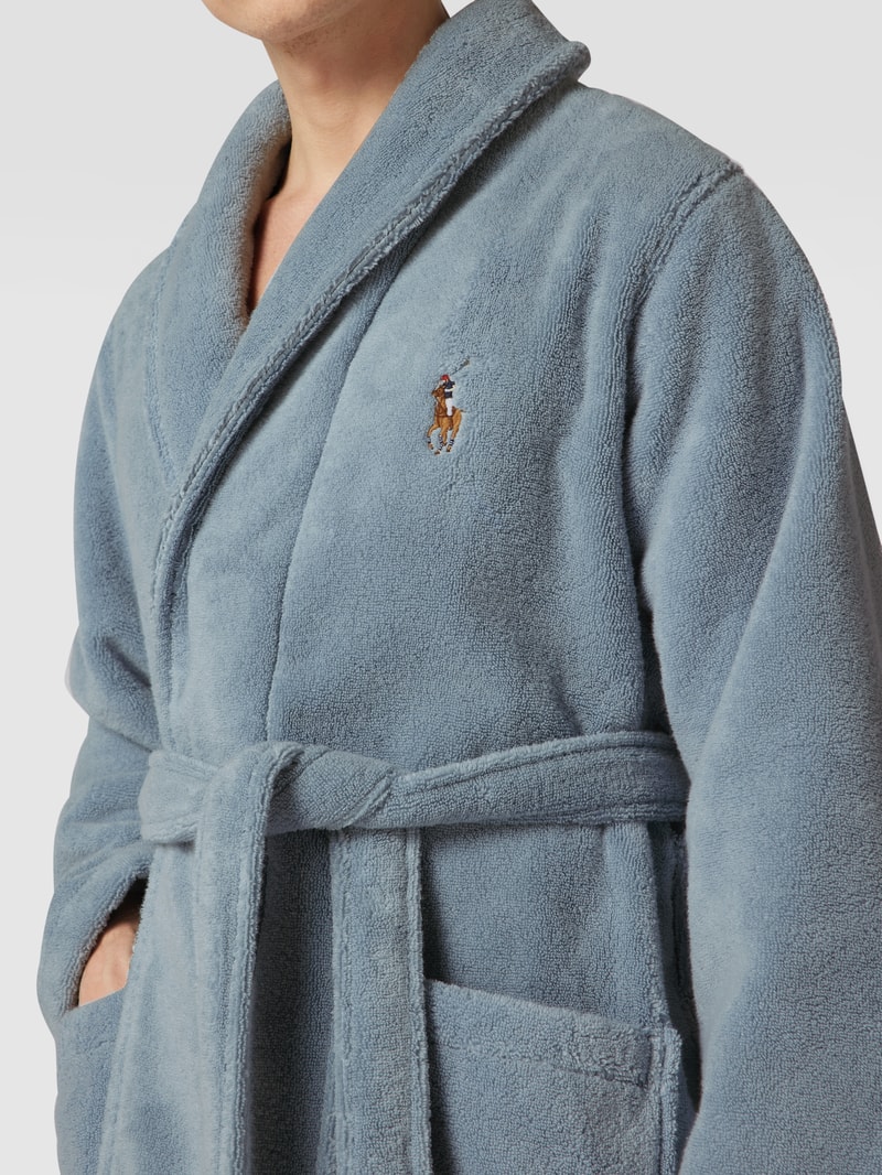 Bademantel mit Label-Stitching in hellblau