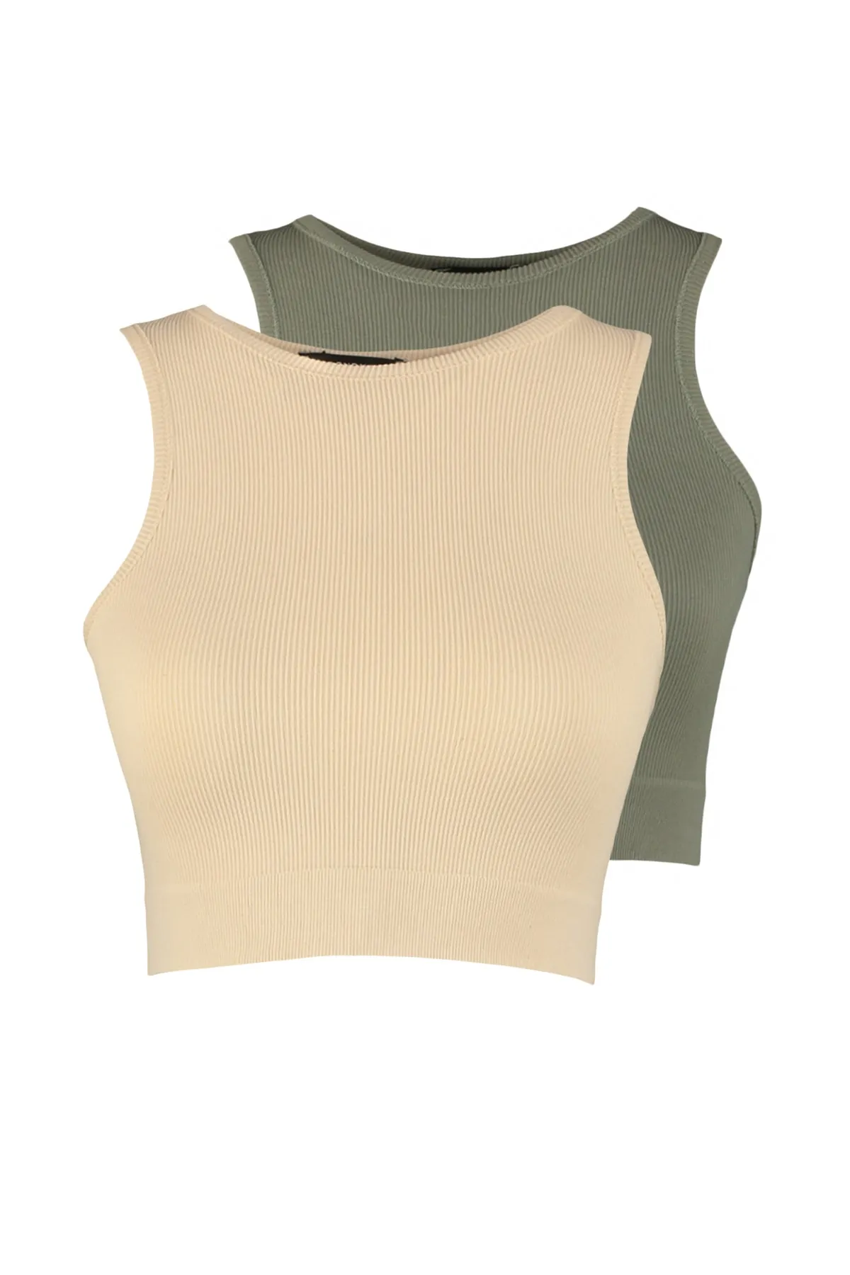 Trendyol Collection  Khaki-Stone 2-teiliger nahtloser/nahtloser, leicht stützender/formender gestrickter Sport-BH TWOSS22SS00000