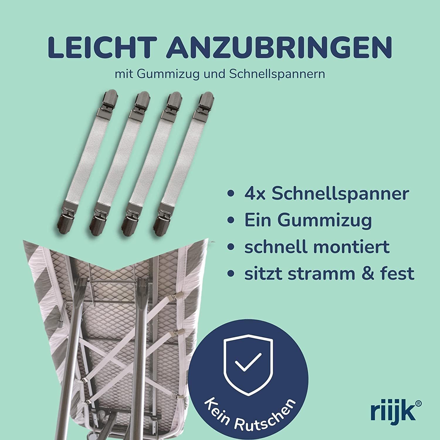 riijk Bügelbrettbezug Bügeltischbezug, Zubehör für universal passend bis 125cm Länge und 45cm Breite, universal passend