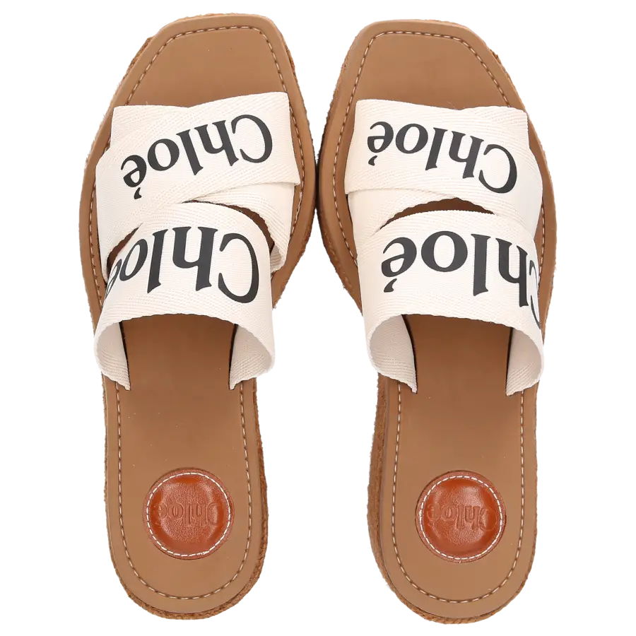 Chloé - Sandalen WOODY Baumwolle - weiß