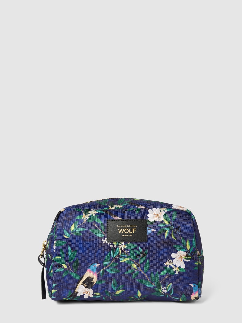 Kosmetiktasche mit Allover-Muster Modell 'Malu' in marineblau