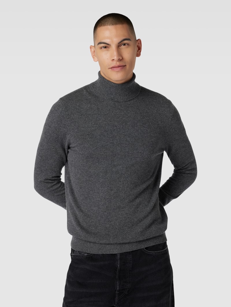 Strickpullover mit Rollkragen aus Kaschmir in anthrazit meliert