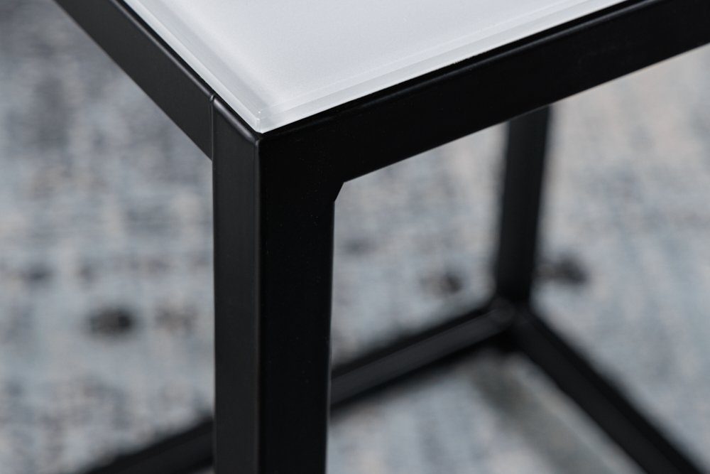 riess-ambiente Beistelltisch ELEGANCE 40cm weiß / schwarz (Set, 2-St), Wohnzimmer · Kristallglas · Metall · eckig · Marmor-Dekor · Barock