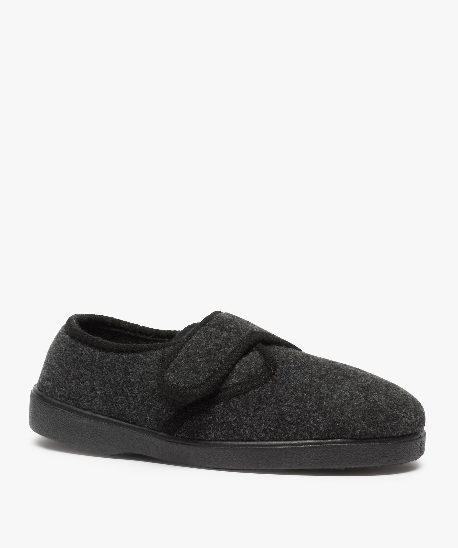 Chaussons homme à fermeture scratch noir | GEMO